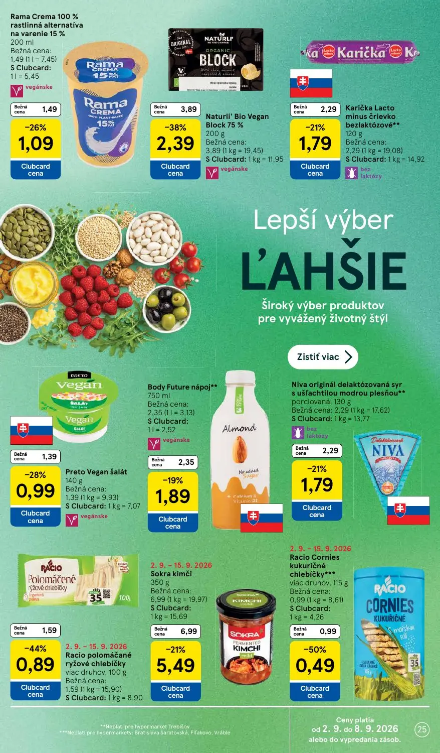 Tesco leták, strana 25 z 41 — Racio polomáčané ryžové chlebíčky viac druhov, Racio Cornies kukuričné chlebíčky*** viac druhov