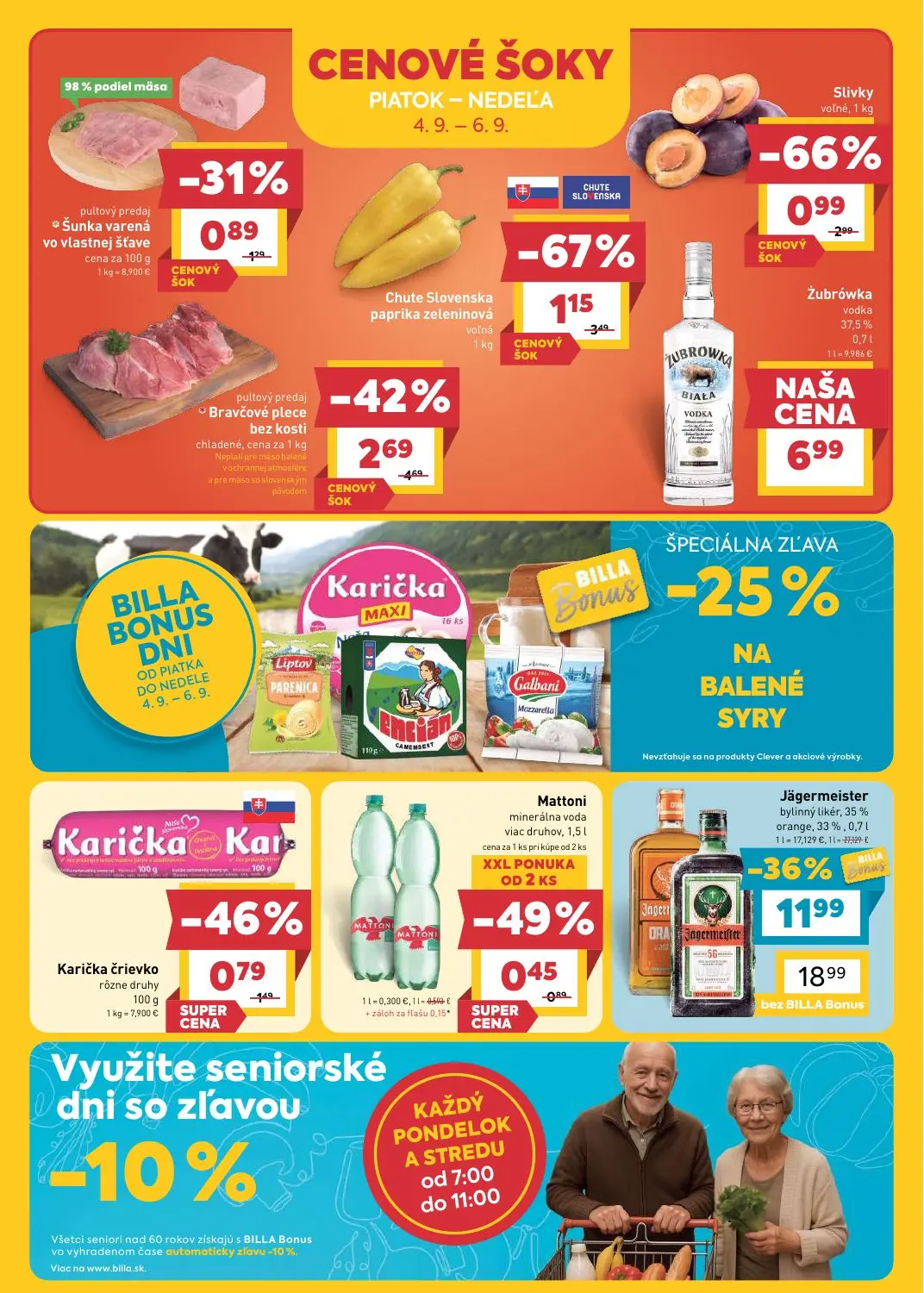 Billa leták, strana 24 z 31 — Jägermeister bylinný likér, Chute Slovenska paprika zeleninová, Slivky