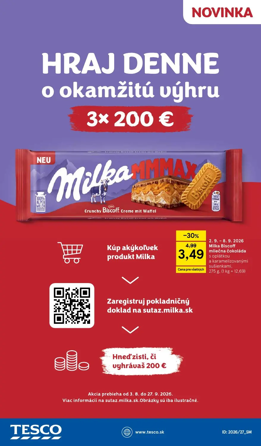 Tesco Supermarket leták, strana 29 z 29 — Milka Biscoff mliečna čokoláda s oplátkou a karamelizovanými sušienkami,