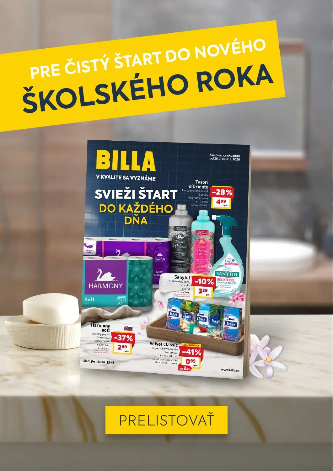 Billa leták, strana 29 z 31 — Tesori d'Oriente koncentrovaná aviváž, Harmony soft toaletný papier, Velvet classic hygienické…
