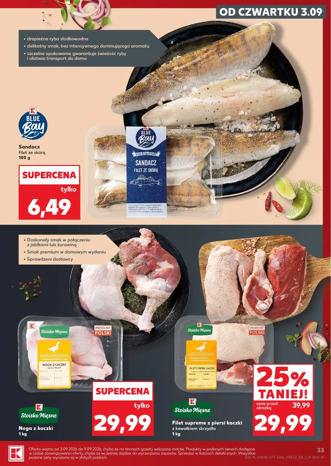 Kaufland gazetka, strona 33 z 61 — Sandacz filet ze skórą