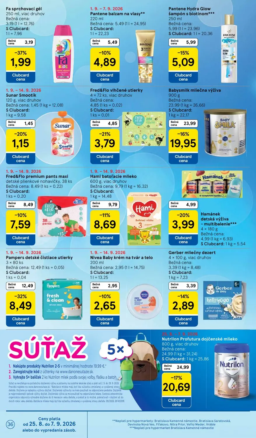 Tesco leták, strana 36 z 41 — Nutrilon Profutura dojčenské mlieko, Babysmilk mliečna výživa, Pampers detské čistiace utierky