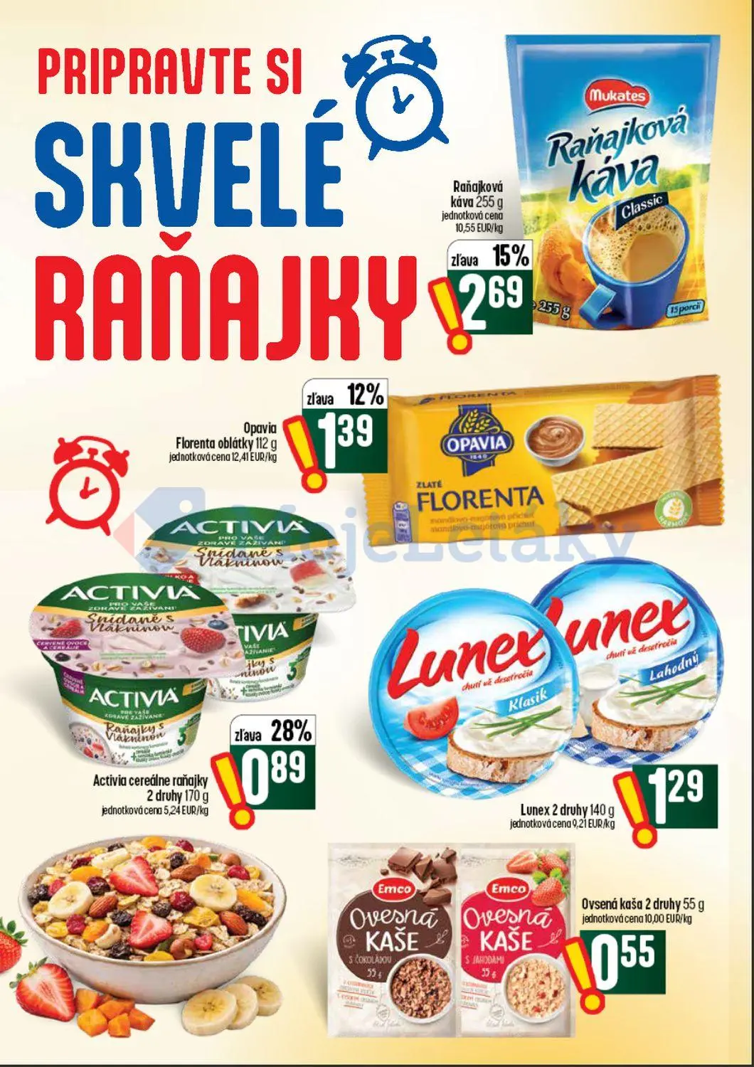Coop Tempo leták, strana 32 z 60 — Raňajková káva, Activia cereálne raňajky, Opavia Florenta oblátky