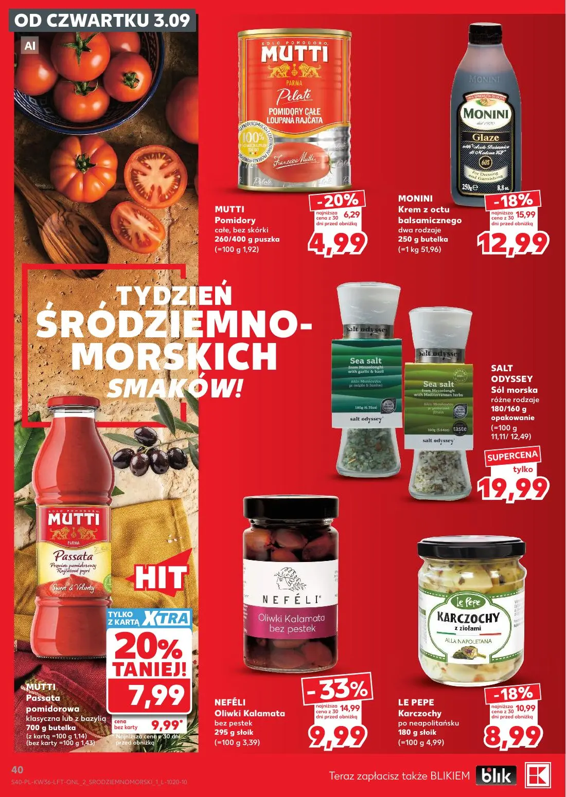 Kaufland gazetka, strona 40 z 61 — MONINI Krem z octu balsamicznego dwa rodzaje, MUTTI Passata pomidorowa klasyczna lub z ba…