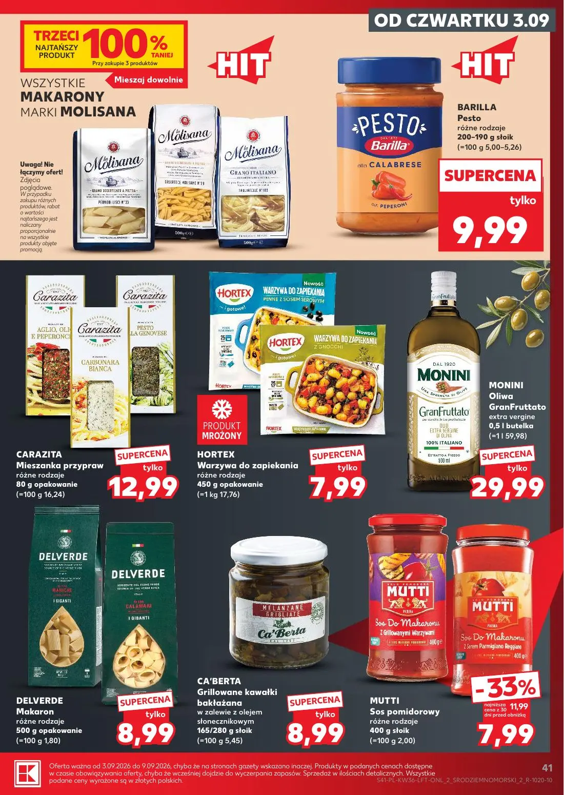 Kaufland gazetka, strona 41 z 61 — MUTTI Sos pomidorowy różne rodzaje, BARILLA Pesto różne rodzaje, MONINI Oliwa GranFruttat…