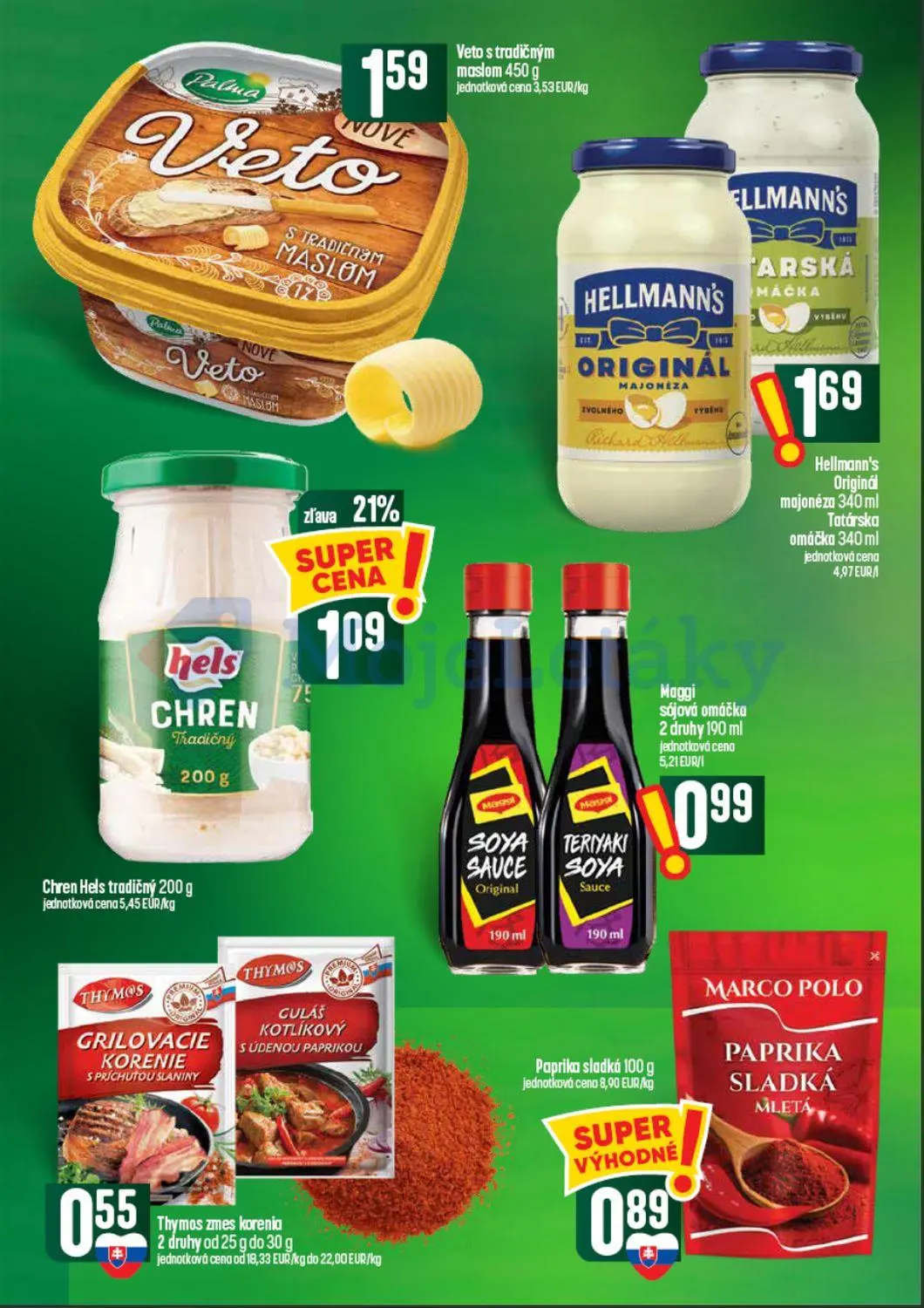 Coop Tempo leták, strana 34 z 60 — Chren Hels tradičný, Veto s tradičným maslom, Hellmann's Originál majonéza
