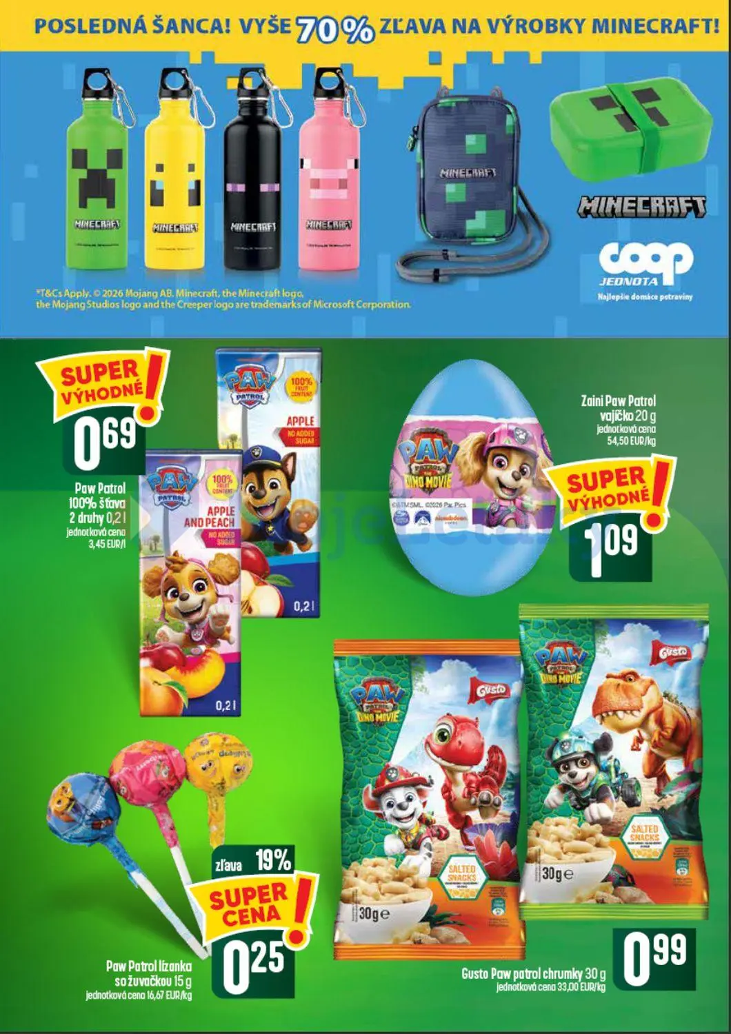 Coop Tempo leták, strana 38 z 60 — Paw Patrol lízanka so žuvačkou, Paw Patrol 100% šťava, Zaini Paw Patrol vajíčko