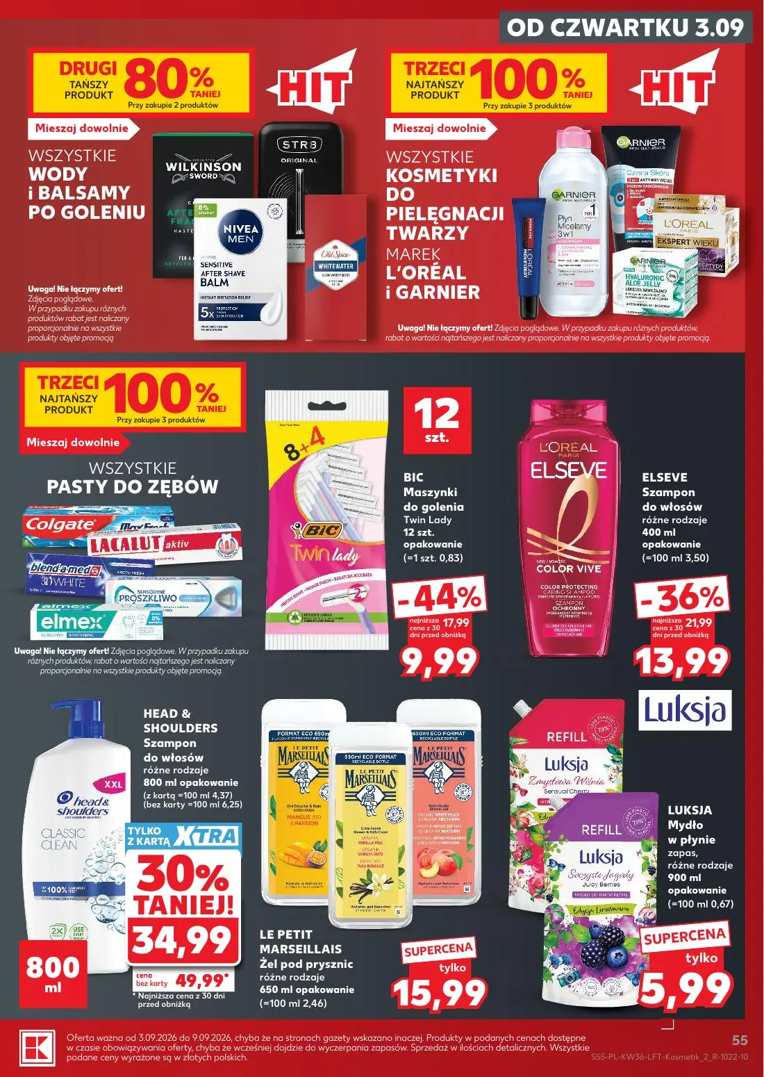 Kaufland gazetka, strona 55 z 61 — HEAD & SHOULDERS Szampon do włosów, BIC Maszynki do golenia Twin Lady, ELSEVE Szampon do …