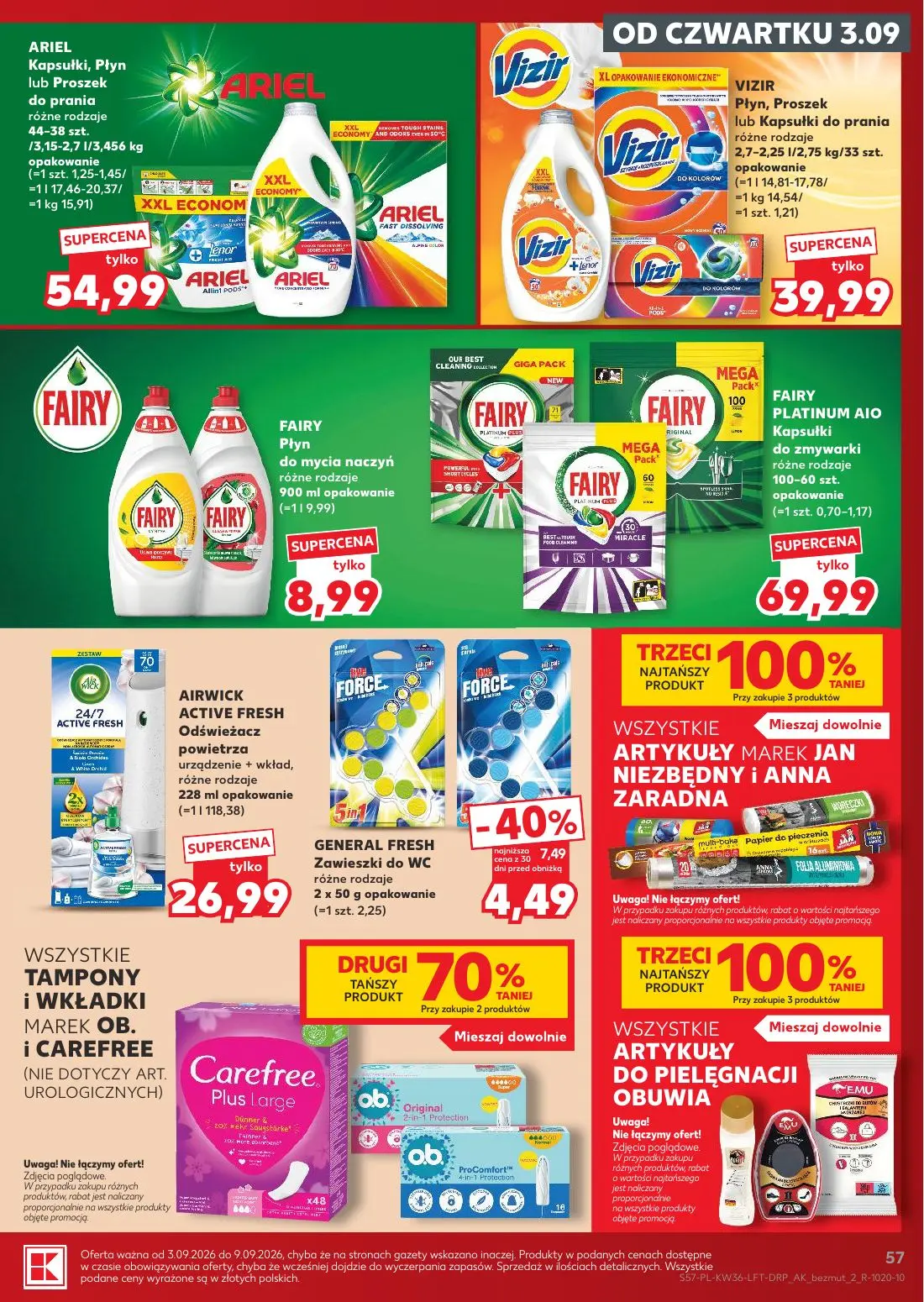 Kaufland gazetka, strona 57 z 61 — GENERAL FRESH Zawieszki do WC, ARIEL Kapsułki, Płyn lub Proszek do prania, VIZIR Płyn, Pr…