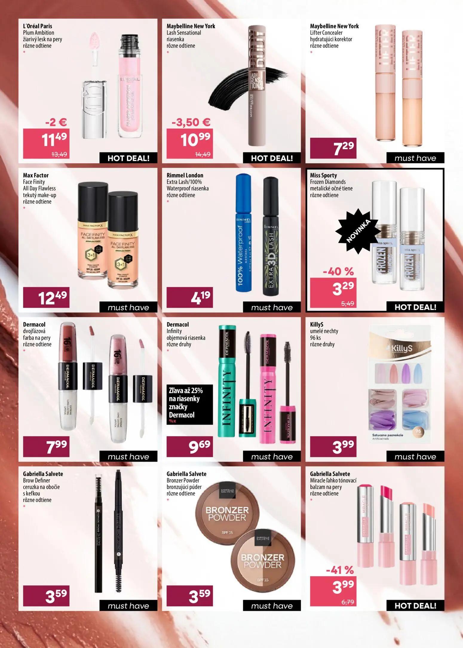 101 Drogerie leták, strana 3 z 5 — Maybelline New York Lash Sensational riasenka, Gabriella Salvete Miracle ľahko tónovací b…
