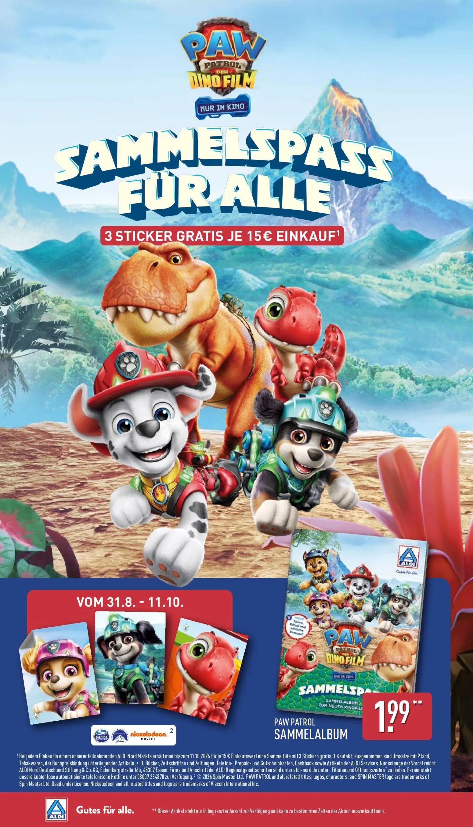 Aldi Nord Prospekt, Seite 2 von 17 — PAW PATROL SAMMELALBUM