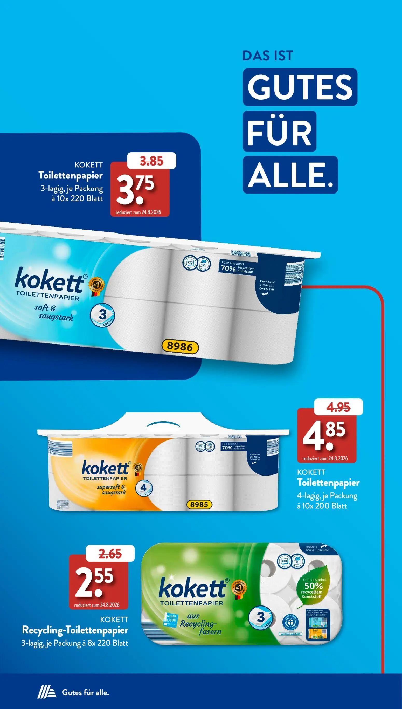 Aldi Süd Prospekt, Seite 2 von 58 — KOKETT Toilettenpapier, KOKETT Toilettenpapier, KOKETT Recycling-Toilettenpapier