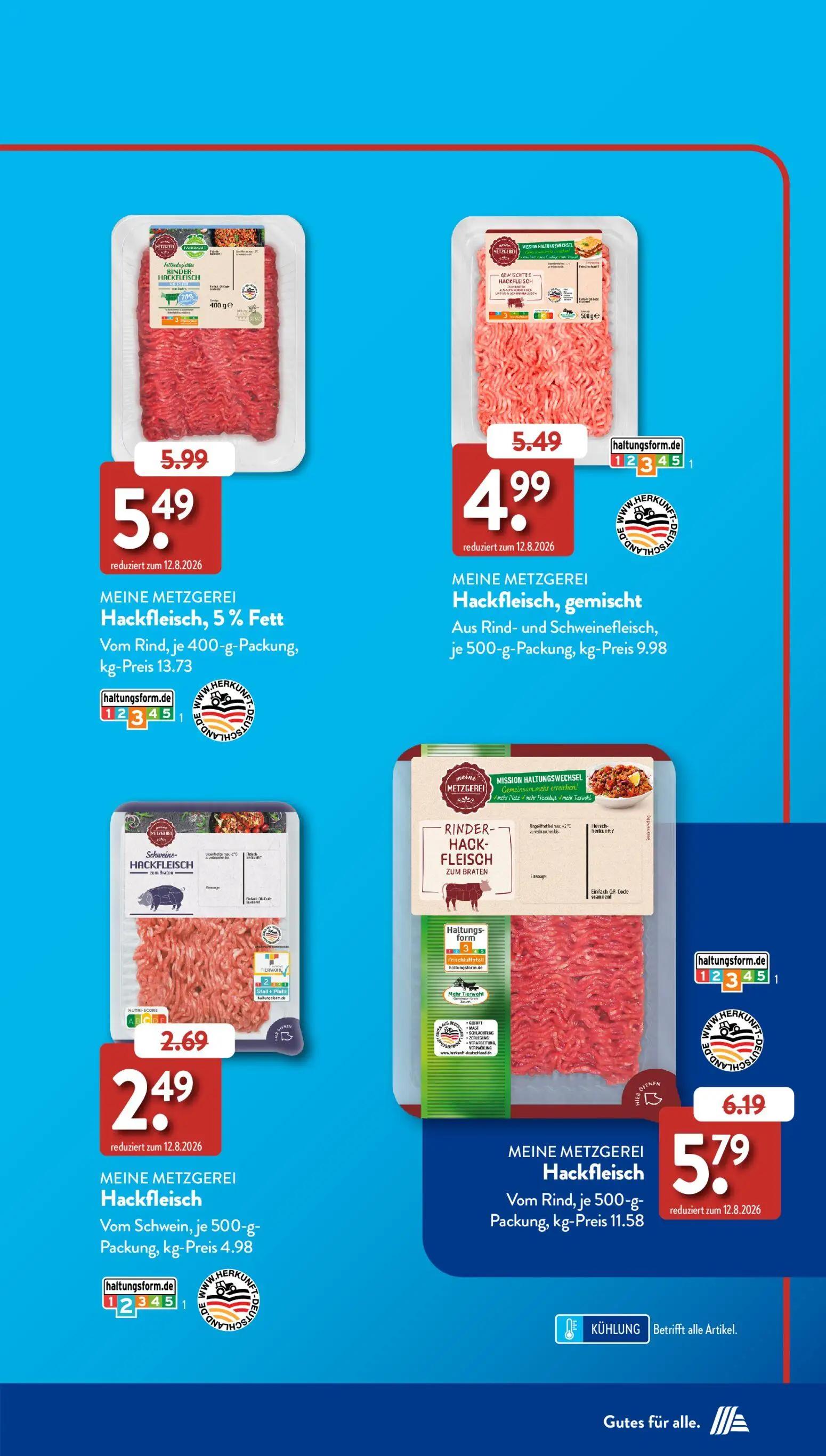 Aldi Süd Prospekt, Seite 9 von 58 — Hackfleisch, 5% Fett