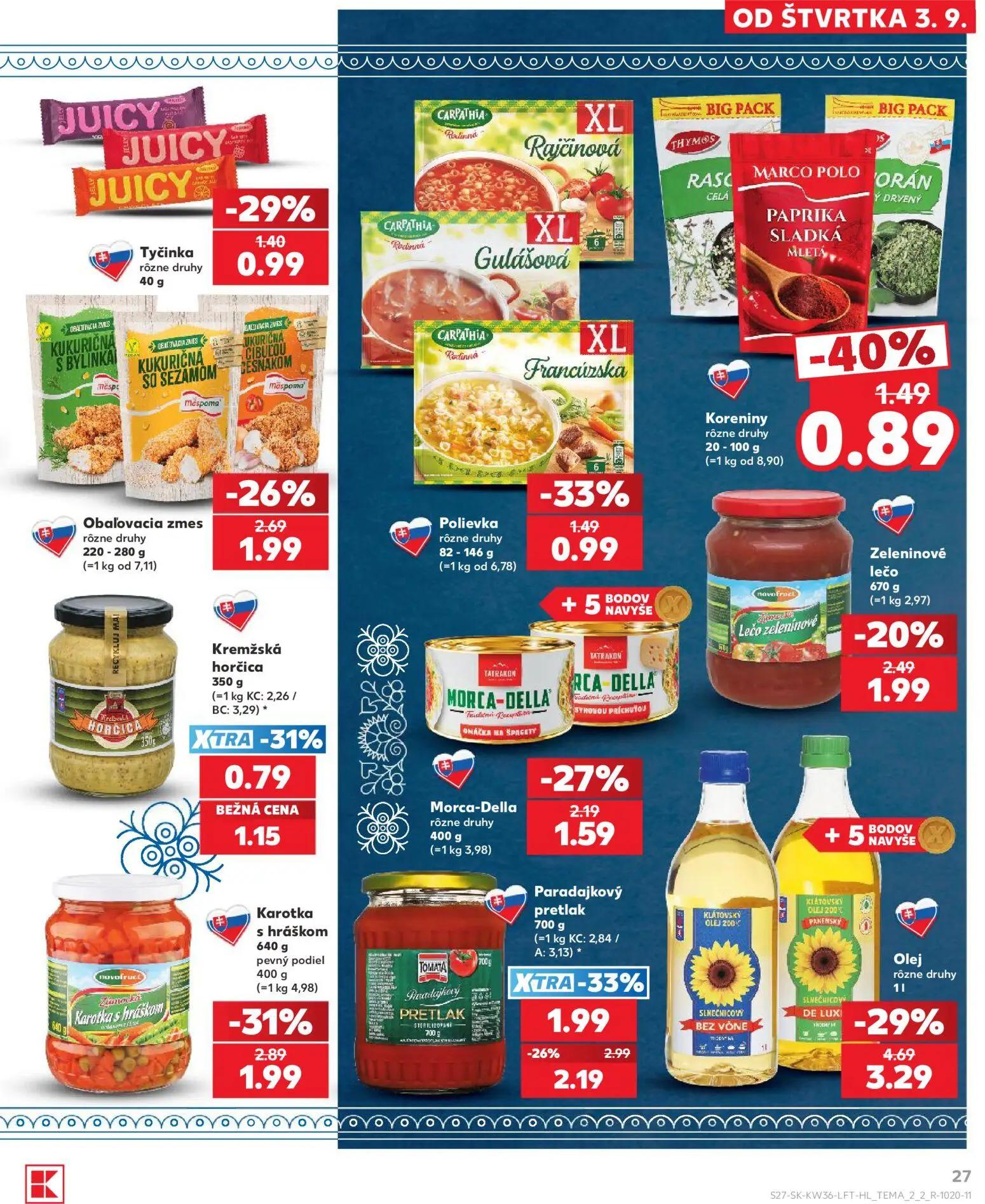 Kaufland leták, strana 27 z 80 — Paradajkový pretlak, Morca-Della