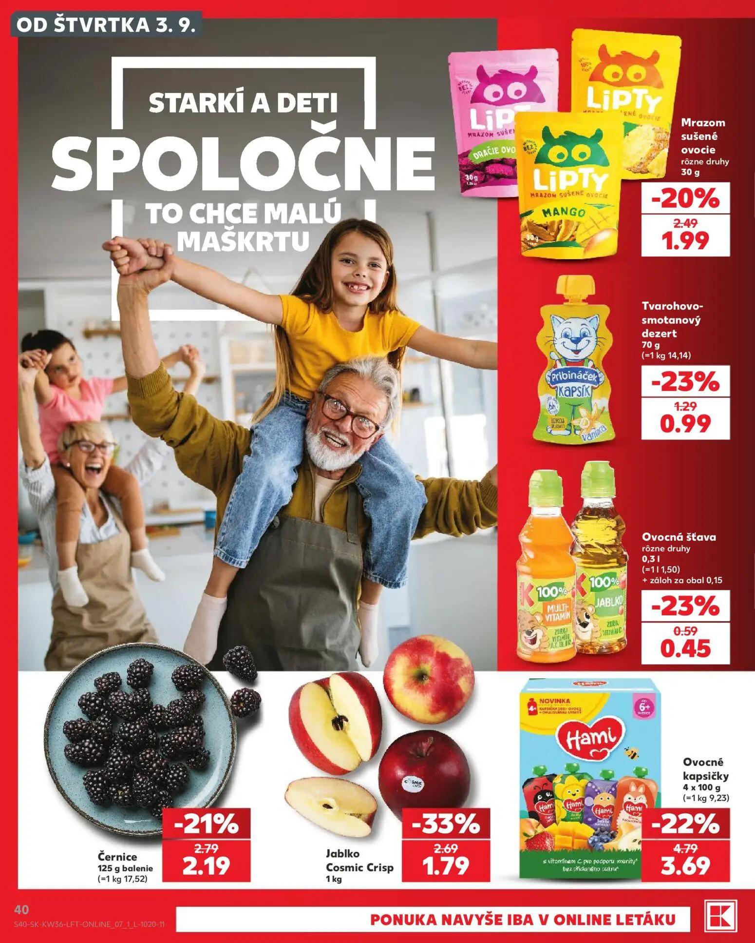 Kaufland leták, strana 40 z 80 — Jablko Cosmic Crisp, Černice, Mrazom sušené ovocie rôzne druhy