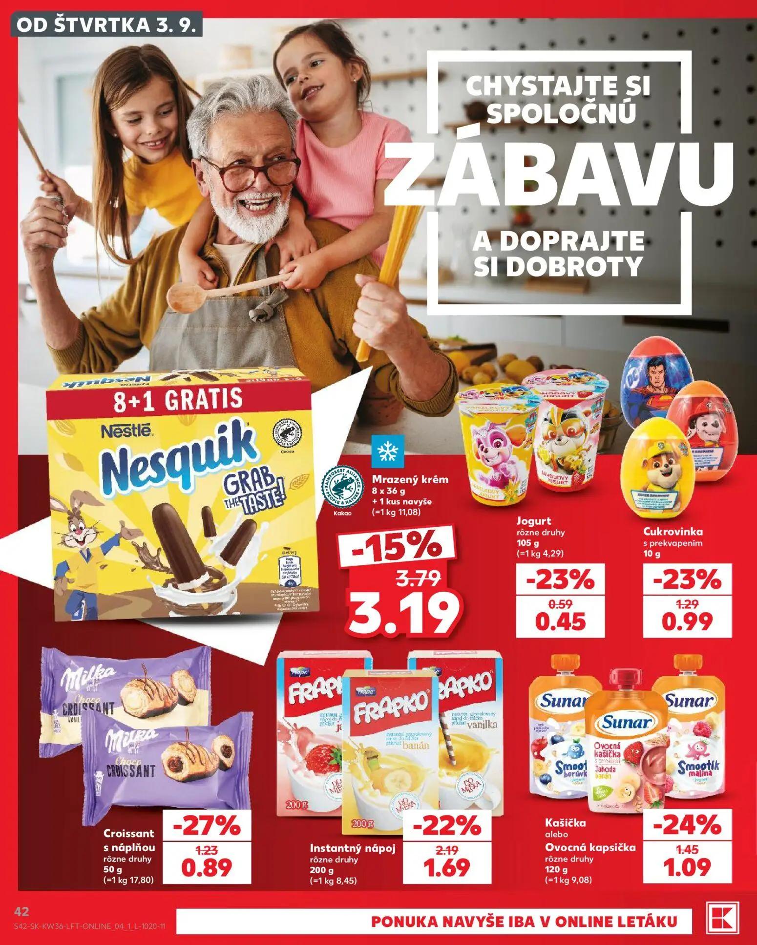Kaufland leták, strana 42 z 80 — Nesquik, Instantný nápoj, Kašička alebo Ovocná kapsička