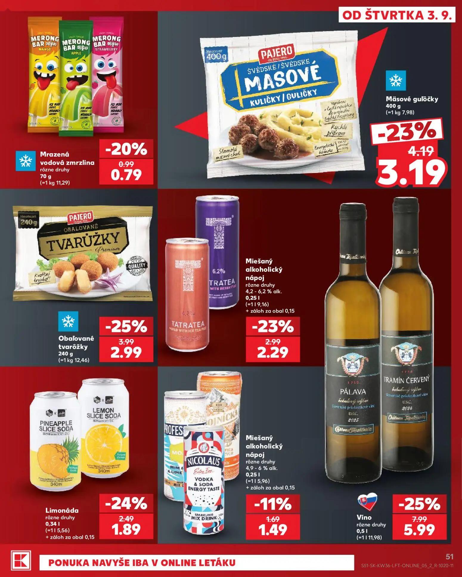 Kaufland leták, strana 51 z 80 — Víno, Miešaný alkoholický nápoj, Limonáda