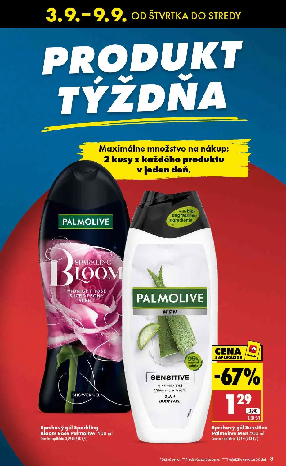 Biedronka leták, strana 3 z 48 — Sprchový gél Sensitive Palmolive Men, Sprchový gél Sparkling Bloom Rose Palmolive
