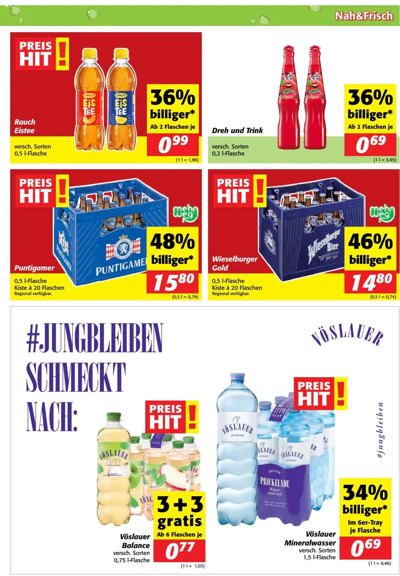 Nah & Frisch Prospekt, Seite 7 von 8 — Puntigamer, Wieselburger Gold, Rauch Eistee
