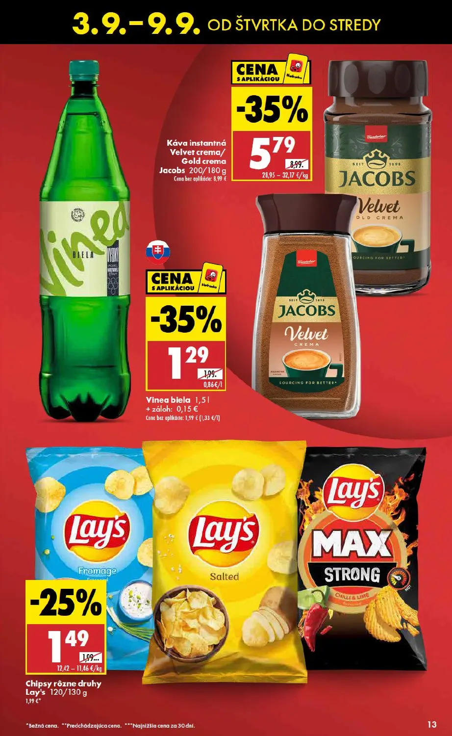 Biedronka leták, strana 13 z 48 — Káva instantná Velvet crema/ Gold crema Jacobs, Vinea biela