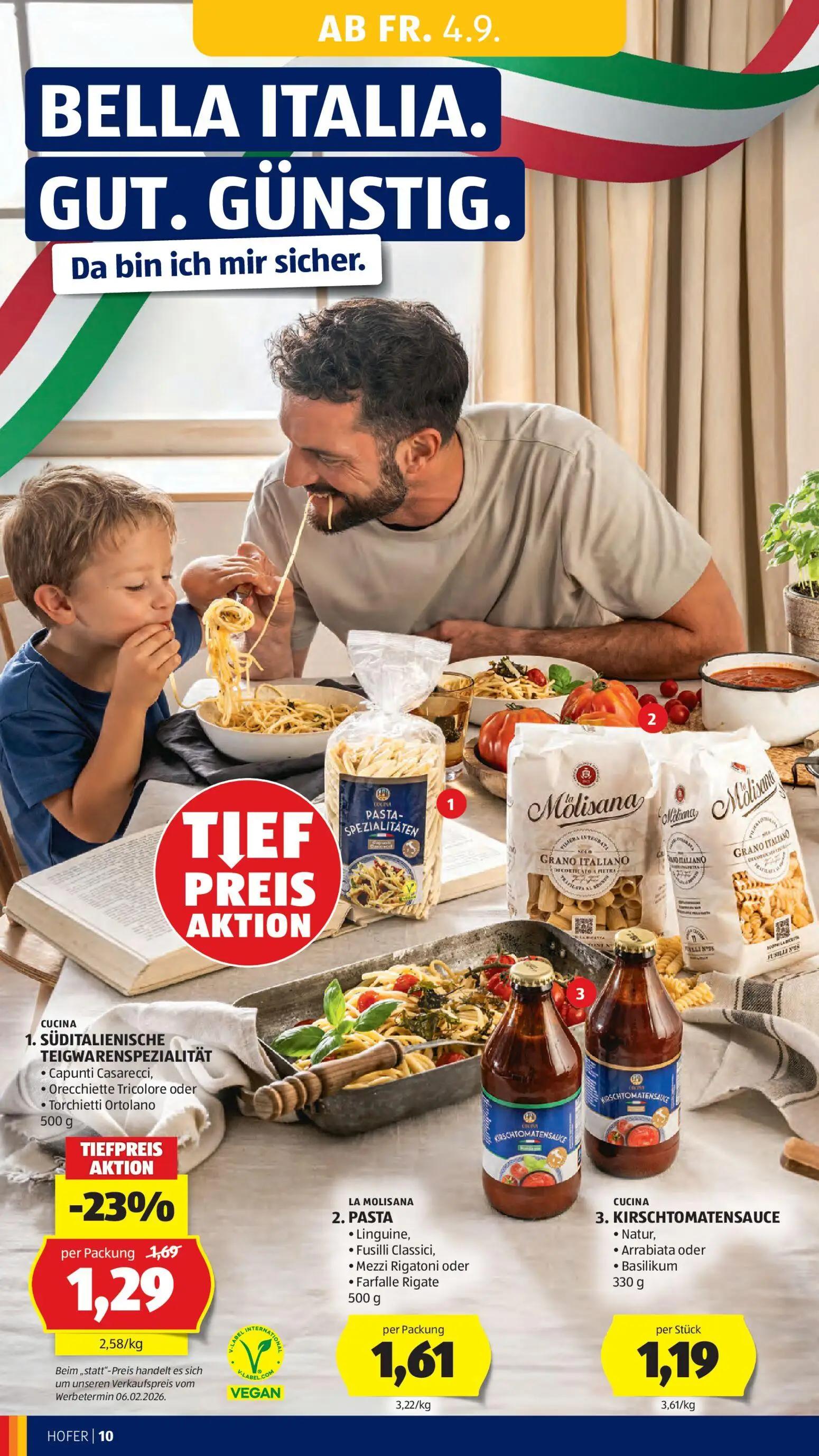 Hofer Prospekt, Seite 16 von 44 — CUCINA SÜDITALIENISCHE TEIGWARENSPEZIALITÄT Capunti Casarecci, Orecchiette Tricolore oder …