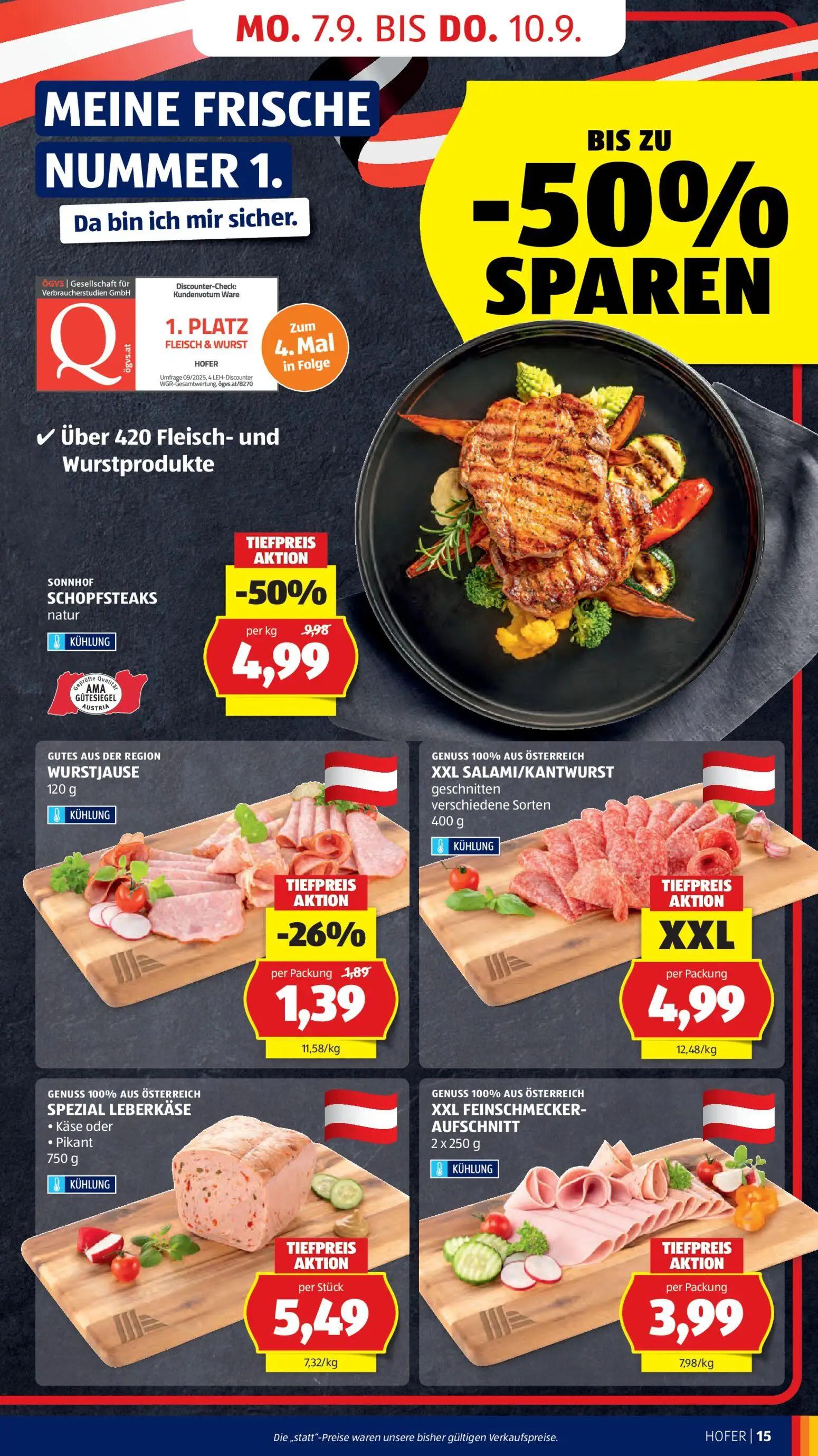 Hofer Prospekt, Seite 21 von 44 — SCHOPFSTEAKS natur