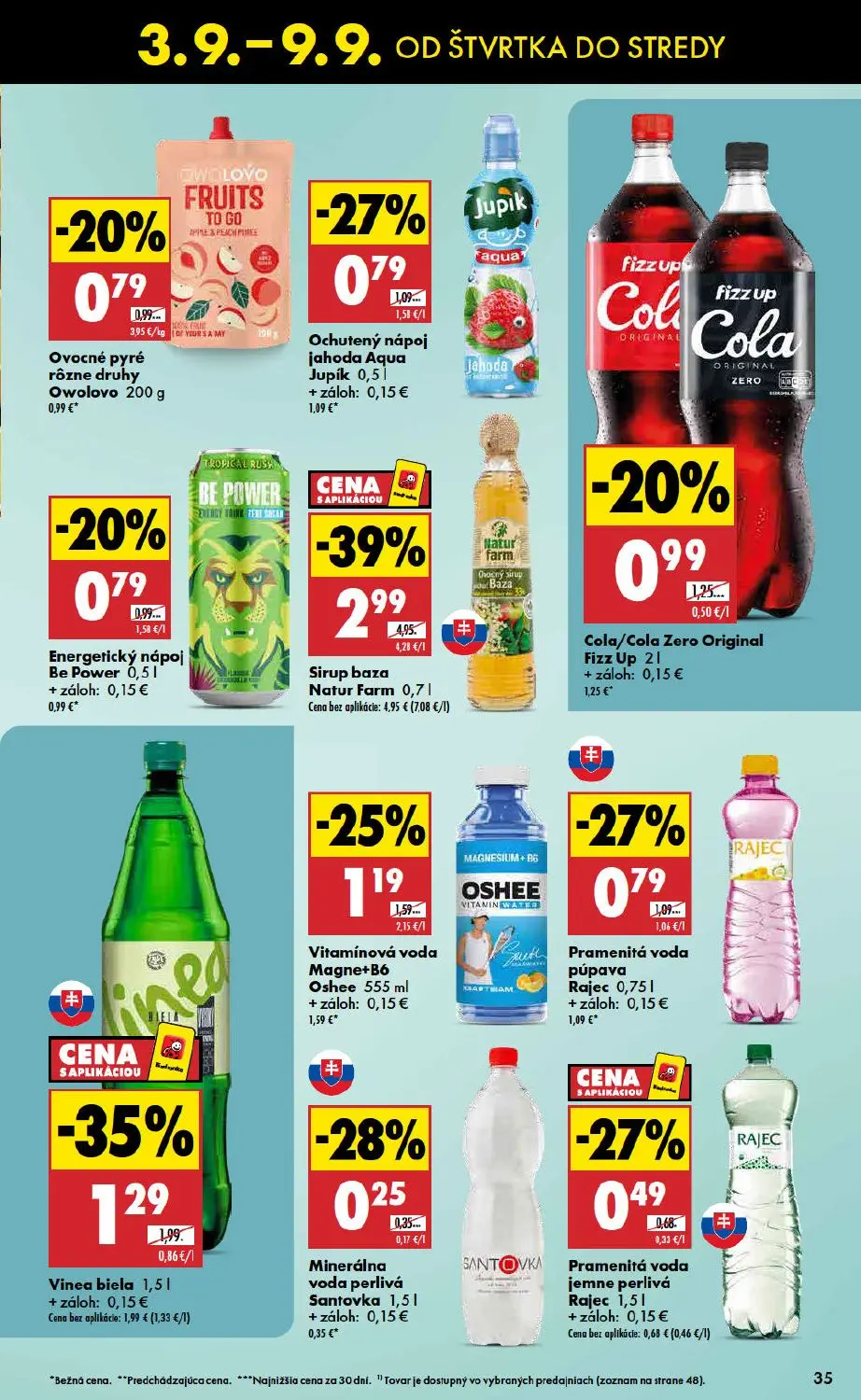 Biedronka leták, strana 35 z 48 — Vinea biela, Vitamínová voda Magne+B6 Oshee, Ochutený nápoj jahoda Aqua Jupik