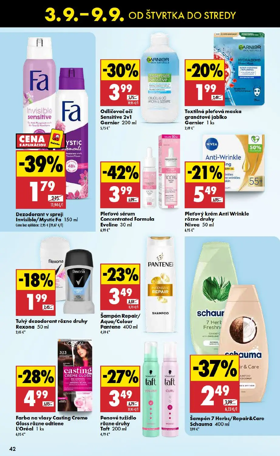 Biedronka leták, strana 42 z 48 — Farba na vlasy Casting Creme Gloss rôzne odtiene L'Oréal, Šampón 7 Herbs/Repair&Care Schau…