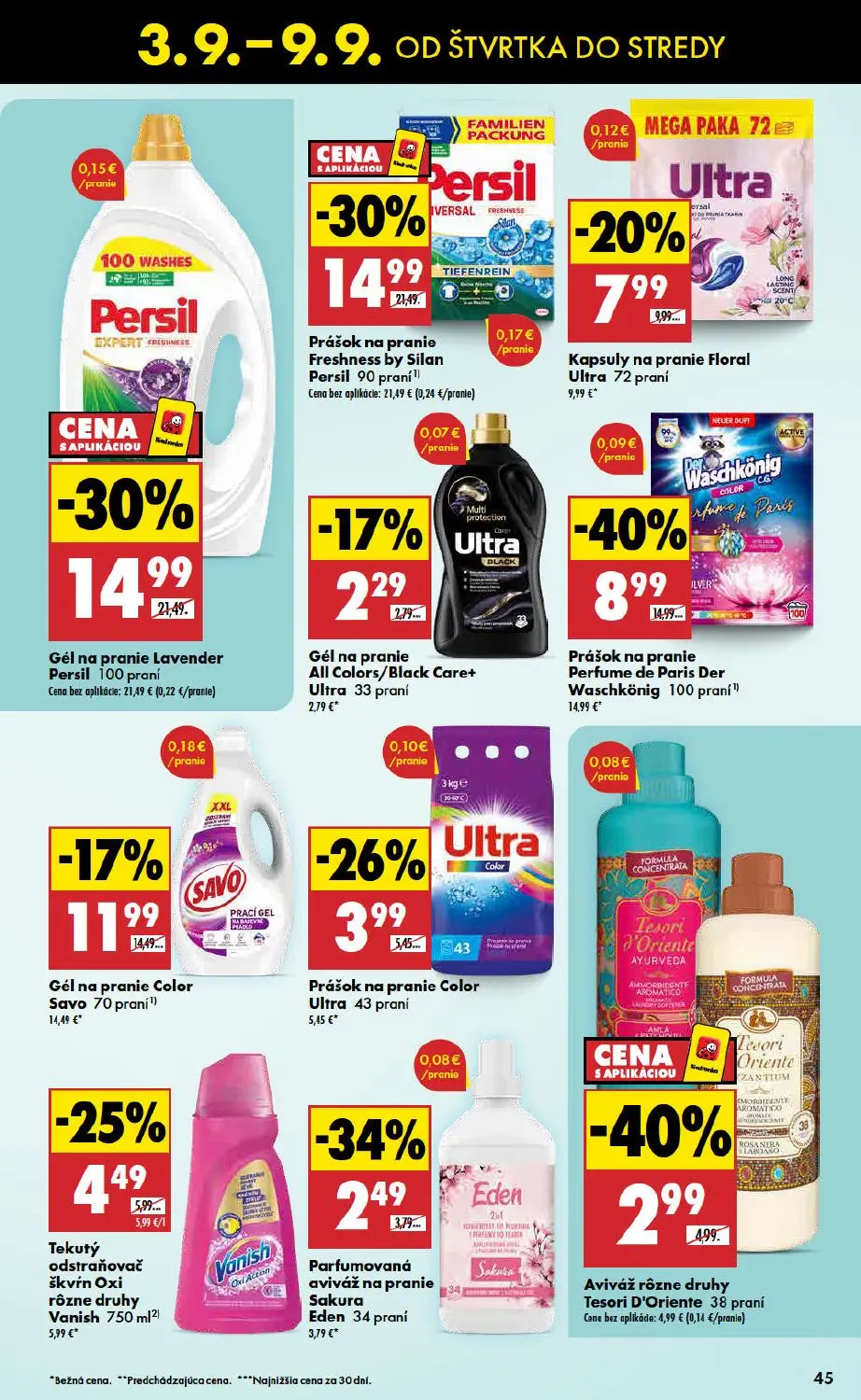 Biedronka leták, strana 45 z 48 — Gél na pranie Lavender Persil, Prášok na pranie Freshness by Silan Persil, Aviváž rôzne dr…