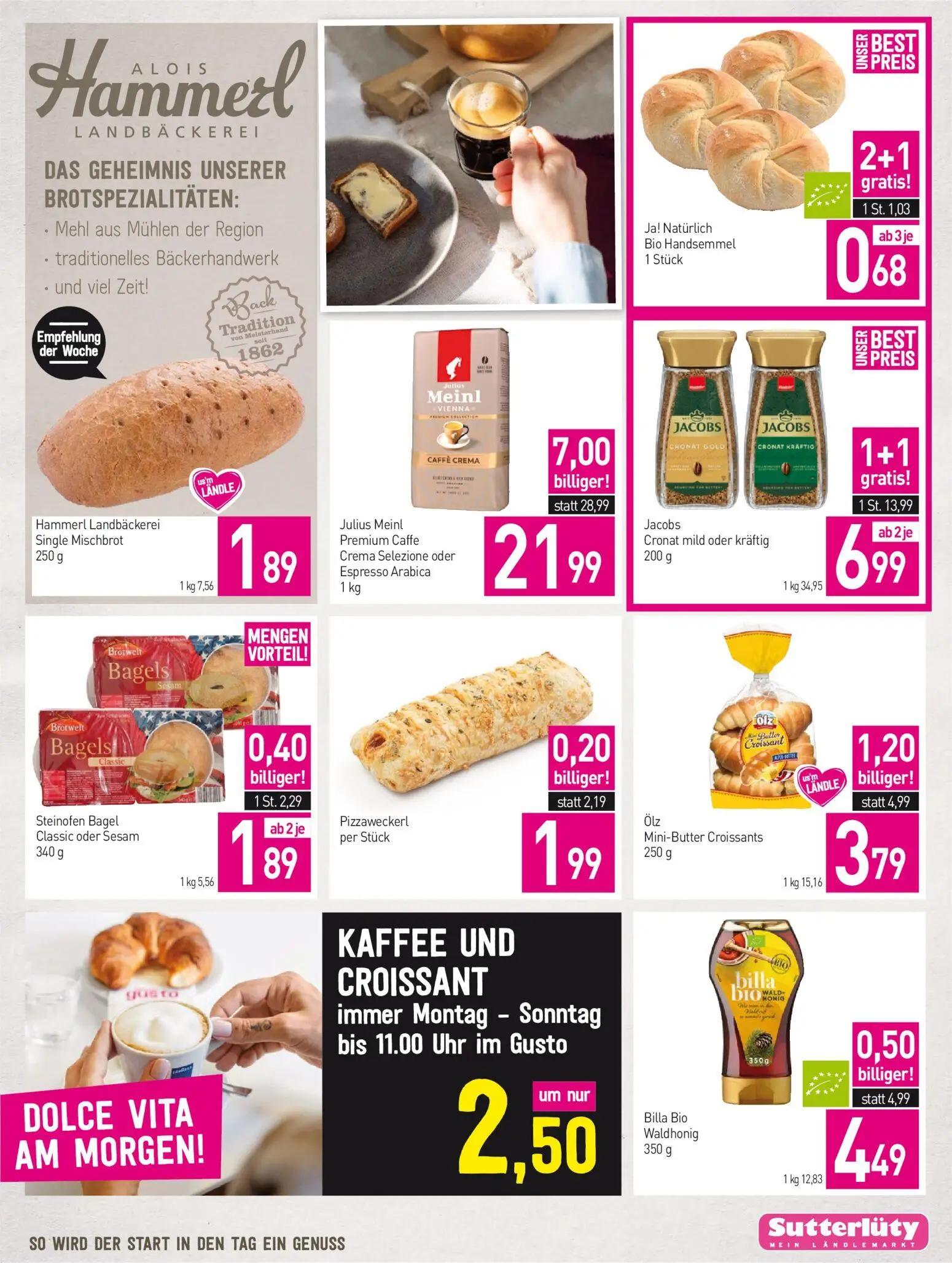 Sutterlüty Prospekt, Seite 3 von 16 — Julius Meinl Premium Caffe Crema Selezione oder Espresso Arabica, Jacobs Cronat mild o…