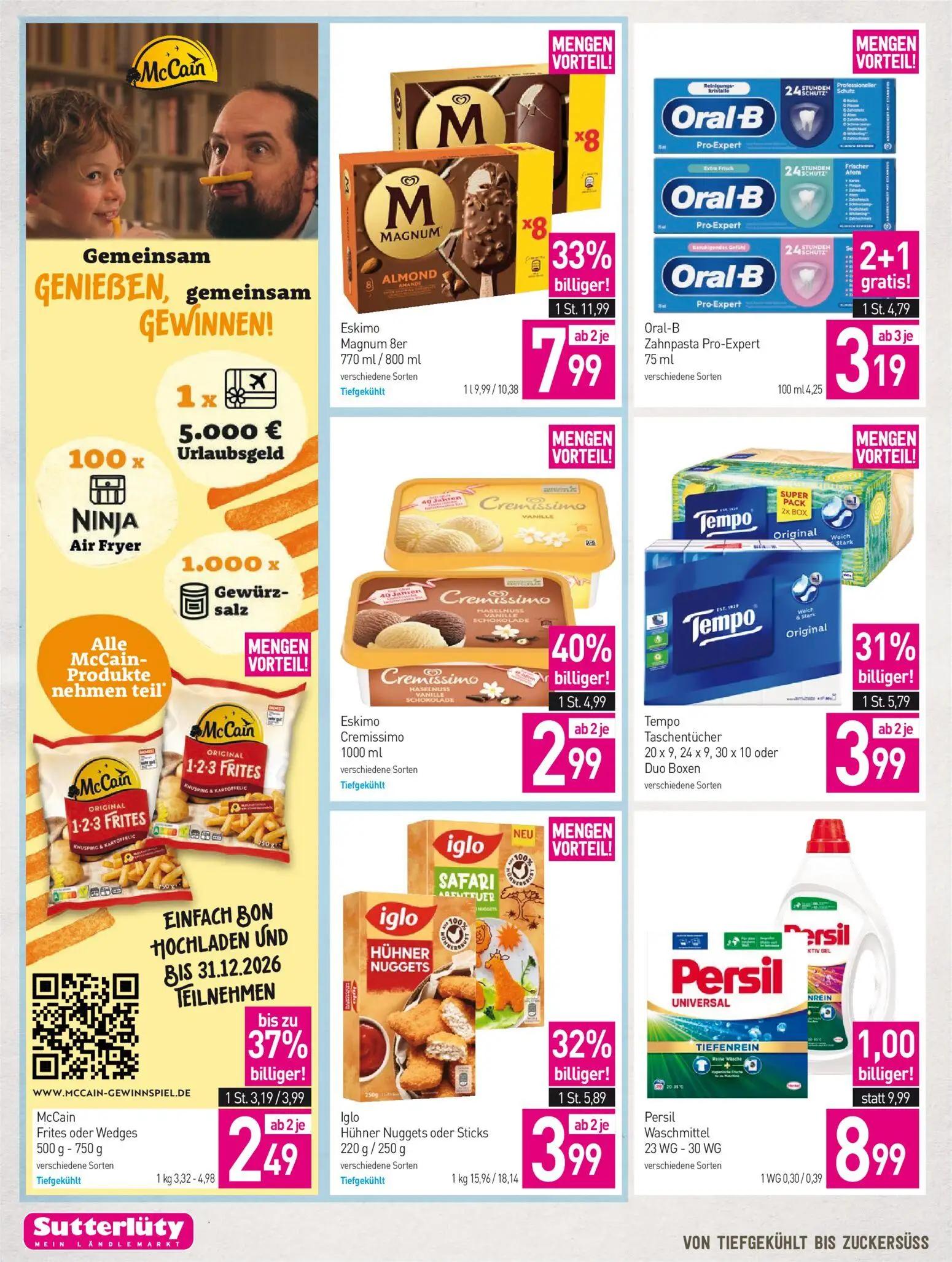 Sutterlüty Prospekt, Seite 14 von 16 — Eskimo Magnum 8er, Eskimo Cremissimo, Iglo Hühner Nuggets oder Sticks