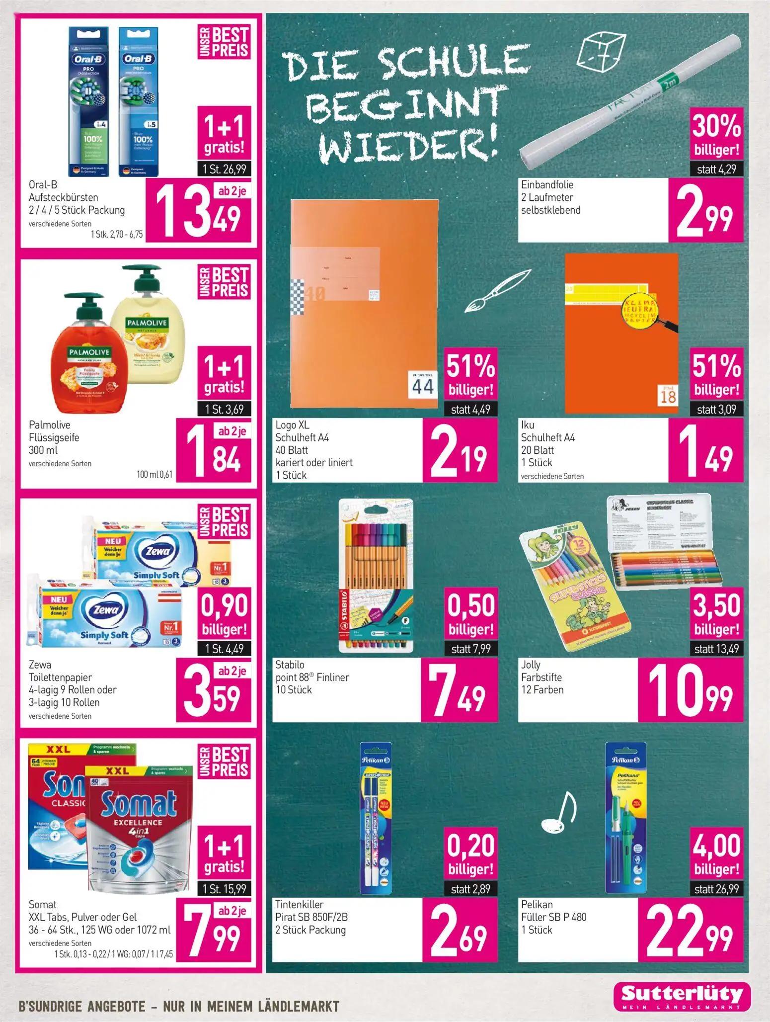 Sutterlüty Prospekt, Seite 15 von 16 — Oral-B Aufsteckbürsten, Somat XXL Tabs, Pulver oder Gel, Pelikan Füller SB P 480