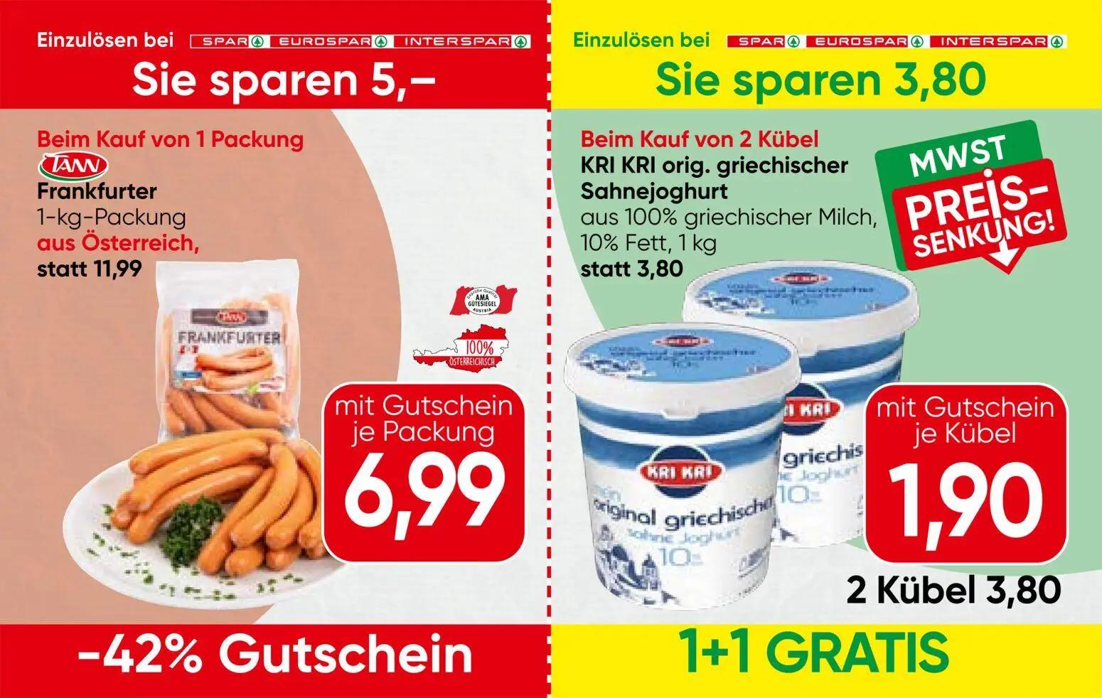 Spar Prospekt, Seite 3 von 13 — Frankfurter, KRI KRI orig. griechischer Sahnejoghurt