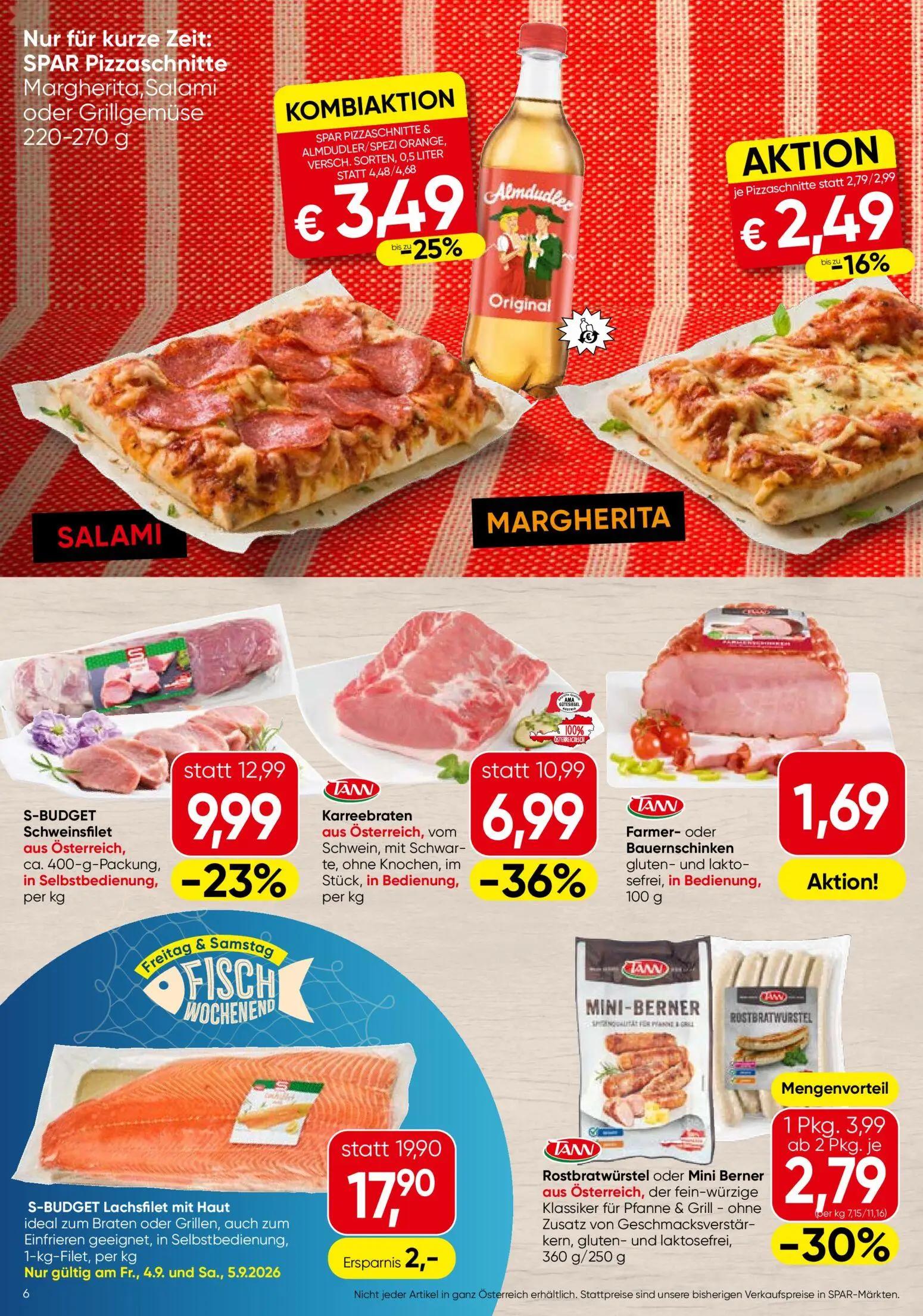 Spar Prospekt, Seite 6 von 16 — Karreebraten, Rostbratwürstel oder Mini Berner