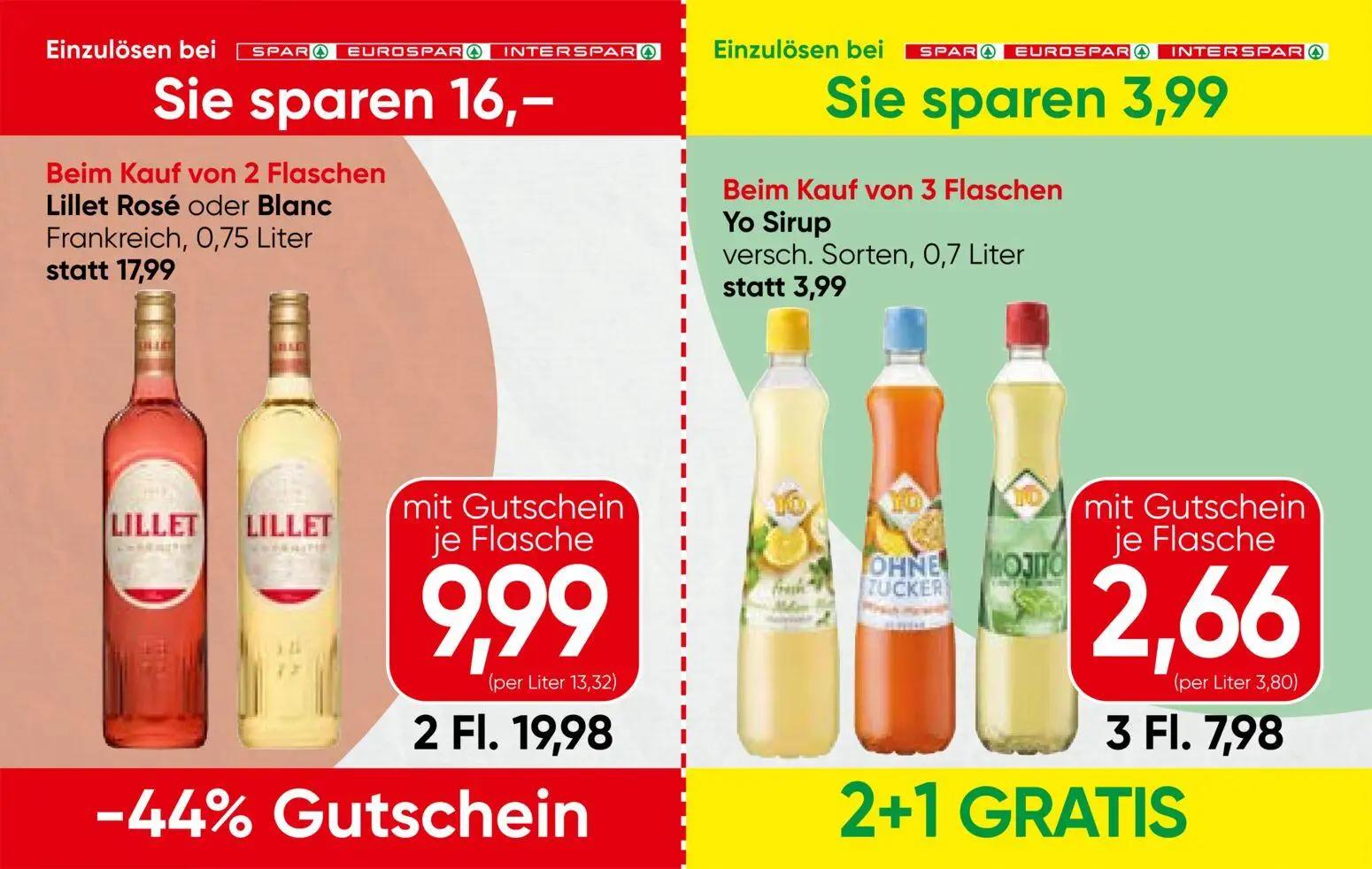 Spar Prospekt, Seite 9 von 13 — Lillet Rosé oder Blanc, Yo Sirup versch. Sorten