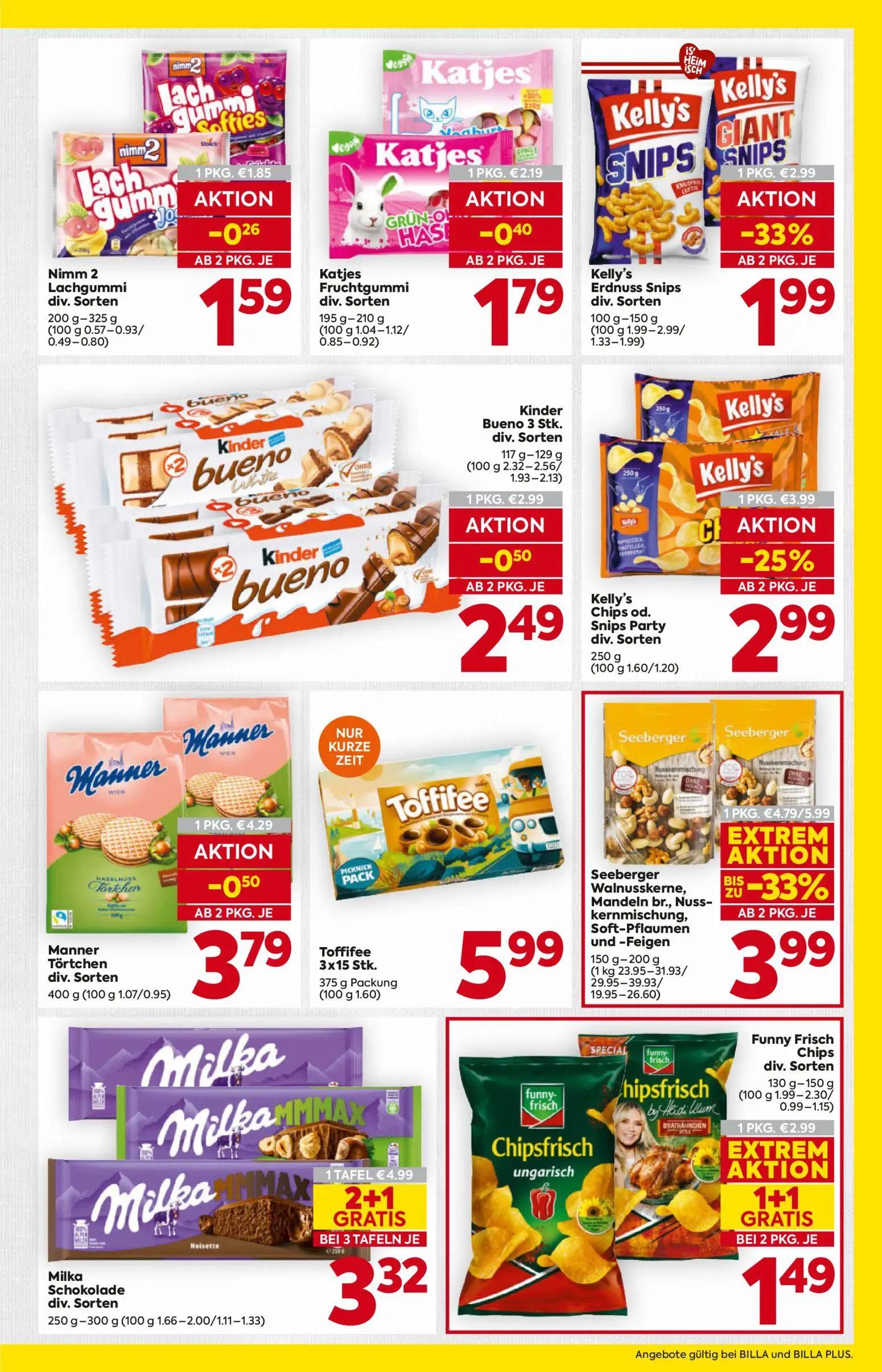 Billa Prospekt, Seite 11 von 16 — Seeberger Walnusskerne, Mandeln br., Nuss-kernmischung, Soft-Pflaumen und -Feigen, Milka S…