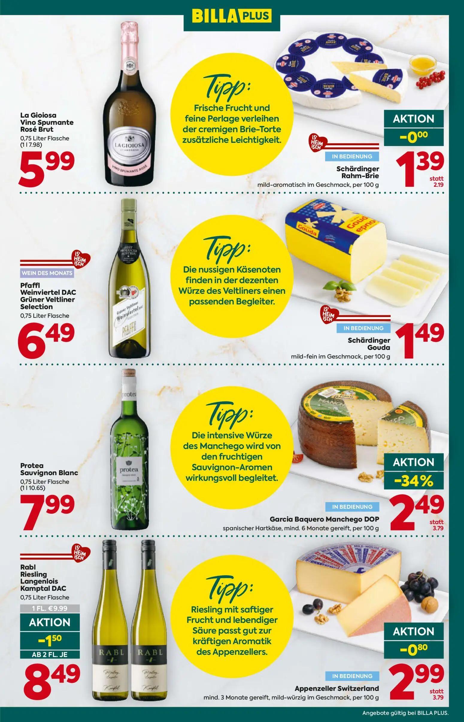 Billa Plus Prospekt, Seite 11 von 16 — Rabl Riesling Langenlois Kamptal DAC, Garcia Baquero Manchego DOP spanischer Hartkäse…