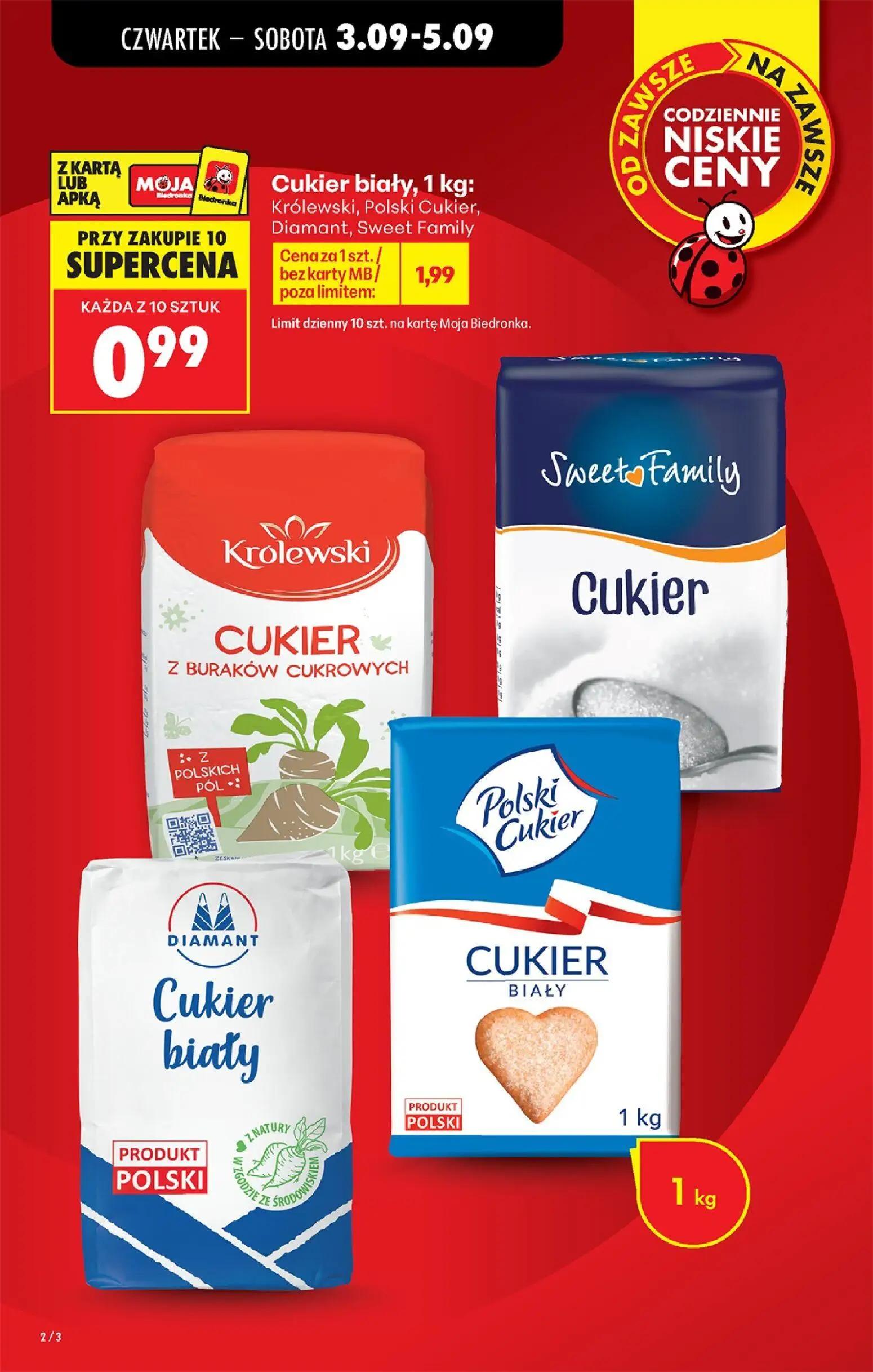Biedronka gazetka, strona 2 z 75 — Cukier biały, 1 kg:
