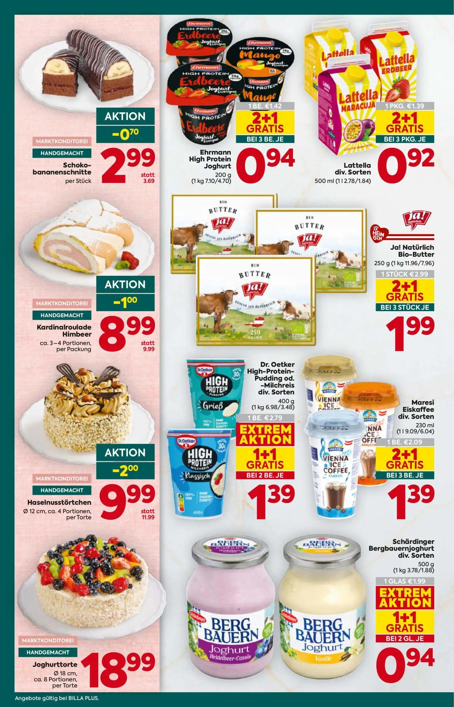 Billa Plus Prospekt, Seite 12 von 16 — Haselnusstörtchen, Dr. Oetker High-Protein-Pudding od. -Milchreis div. Sorten, Schärd…