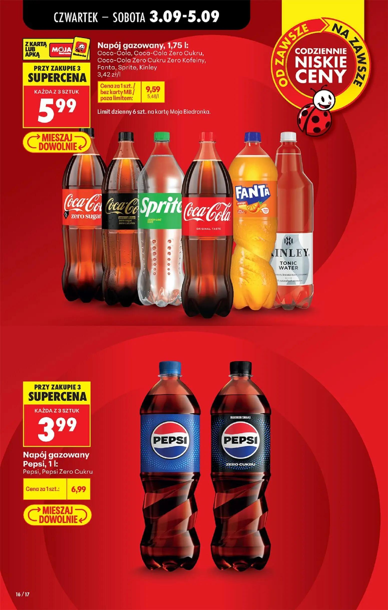 Biedronka gazetka, strona 16 z 75 — Napój gazowany, Napój gazowany Coca-Cola, Coca-Cola Zero Cukru, Coca-Cola Zero Cukru Zer…