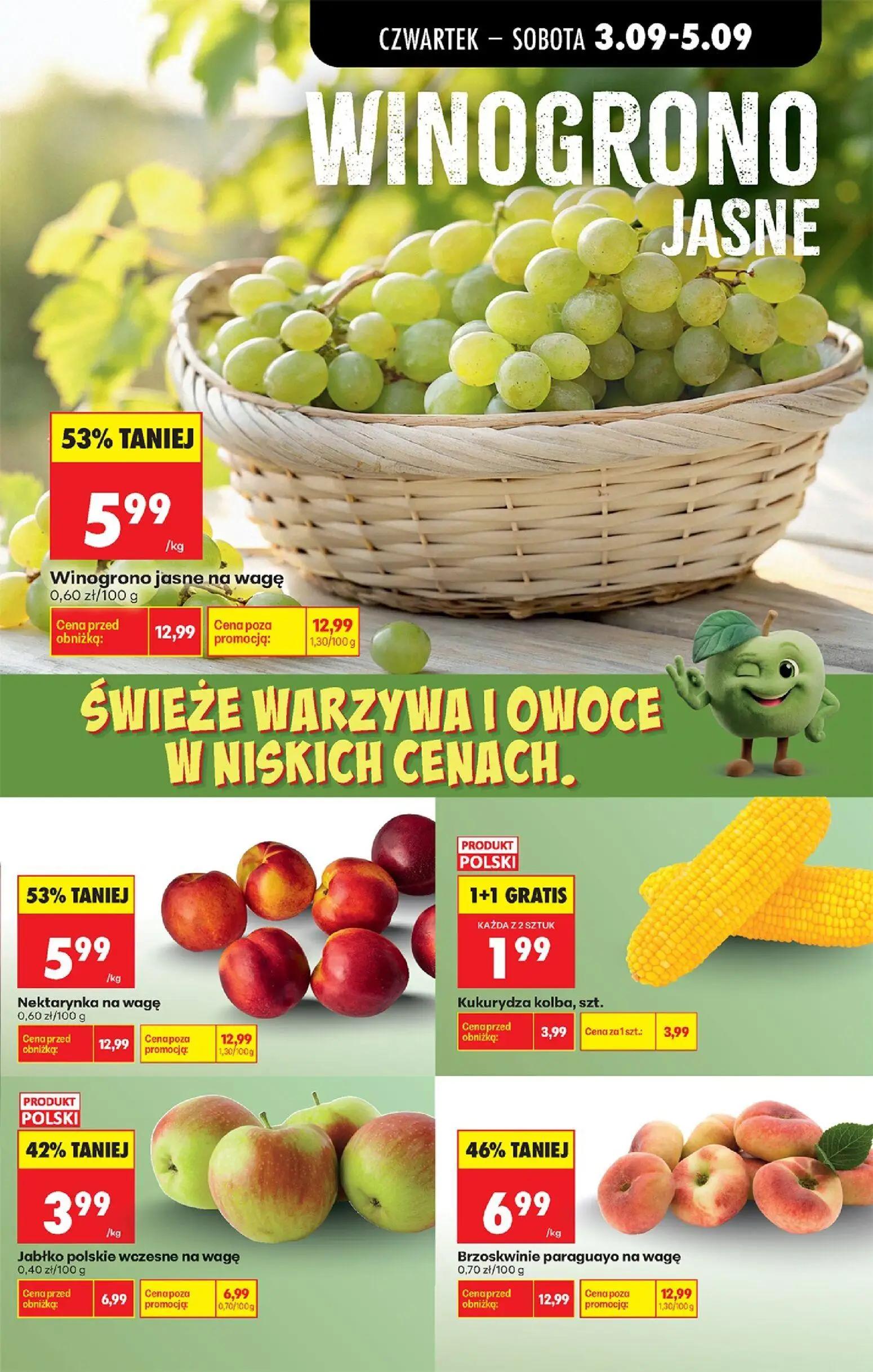 Biedronka gazetka, strona 29 z 75 — Winogrono jasne na wagę, Nektarynka na wagę, Brzoskwinie paraguayo na wagę