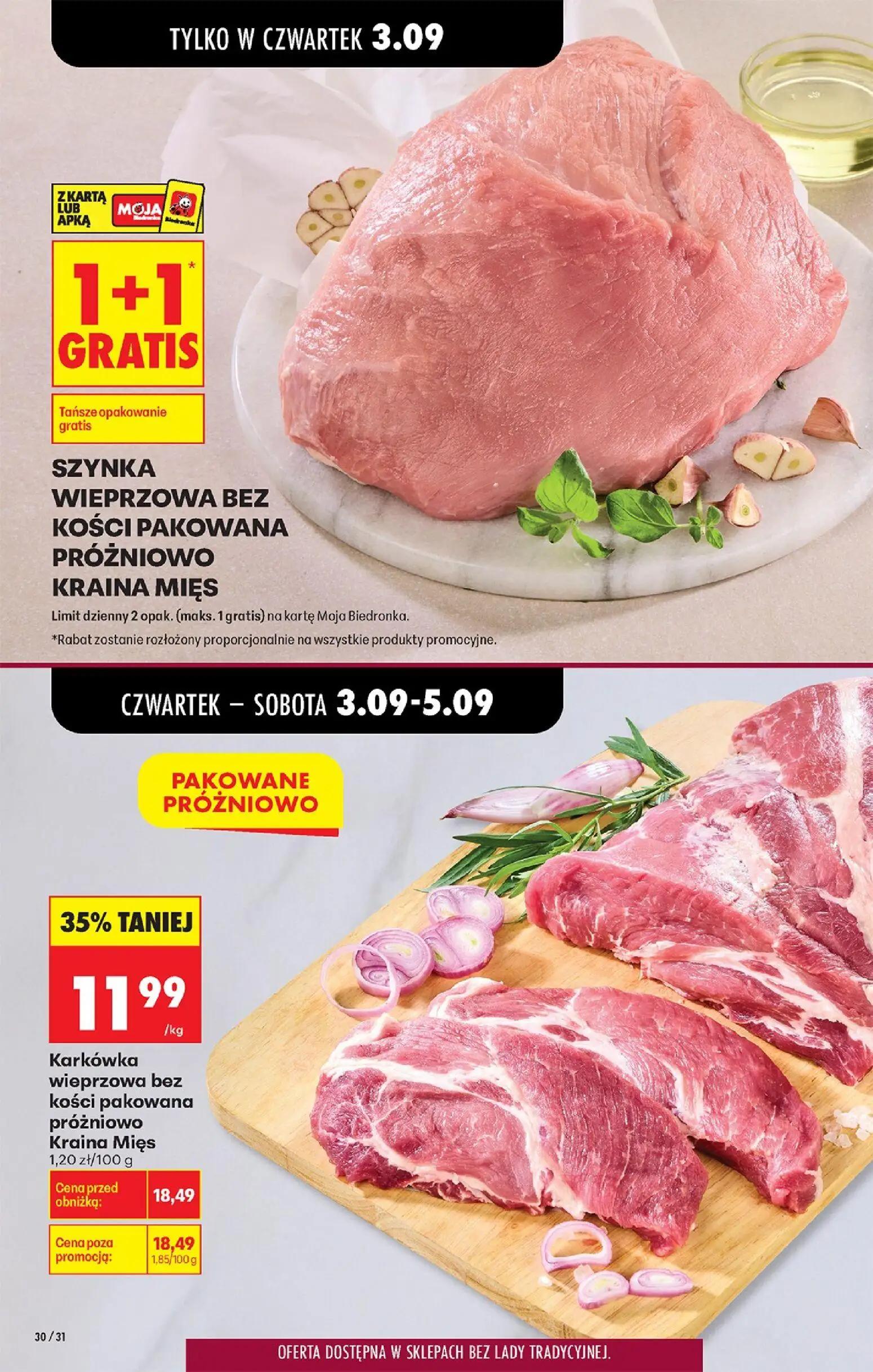Biedronka gazetka, strona 34 z 75 — Karkówka wieprzowa bez kości pakowana próżniowo Kraina Mięs