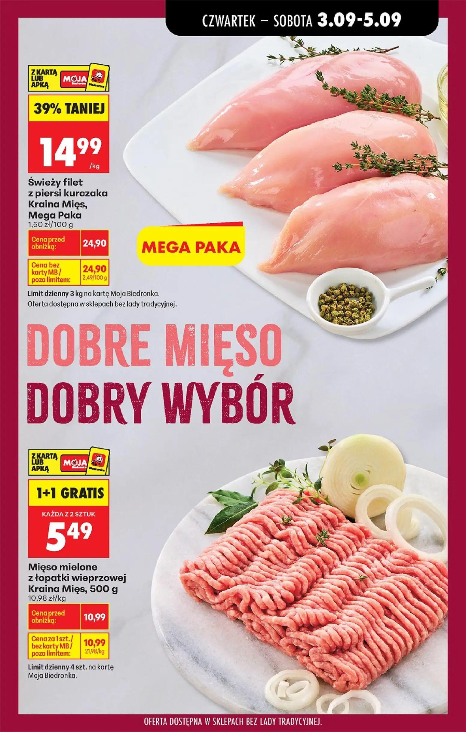 Biedronka gazetka, strona 35 z 75 — Świeży filet z piersi kurczaka Kraina Mięs, Mega Paka, Mięso mielone z łopatki wieprzowe…