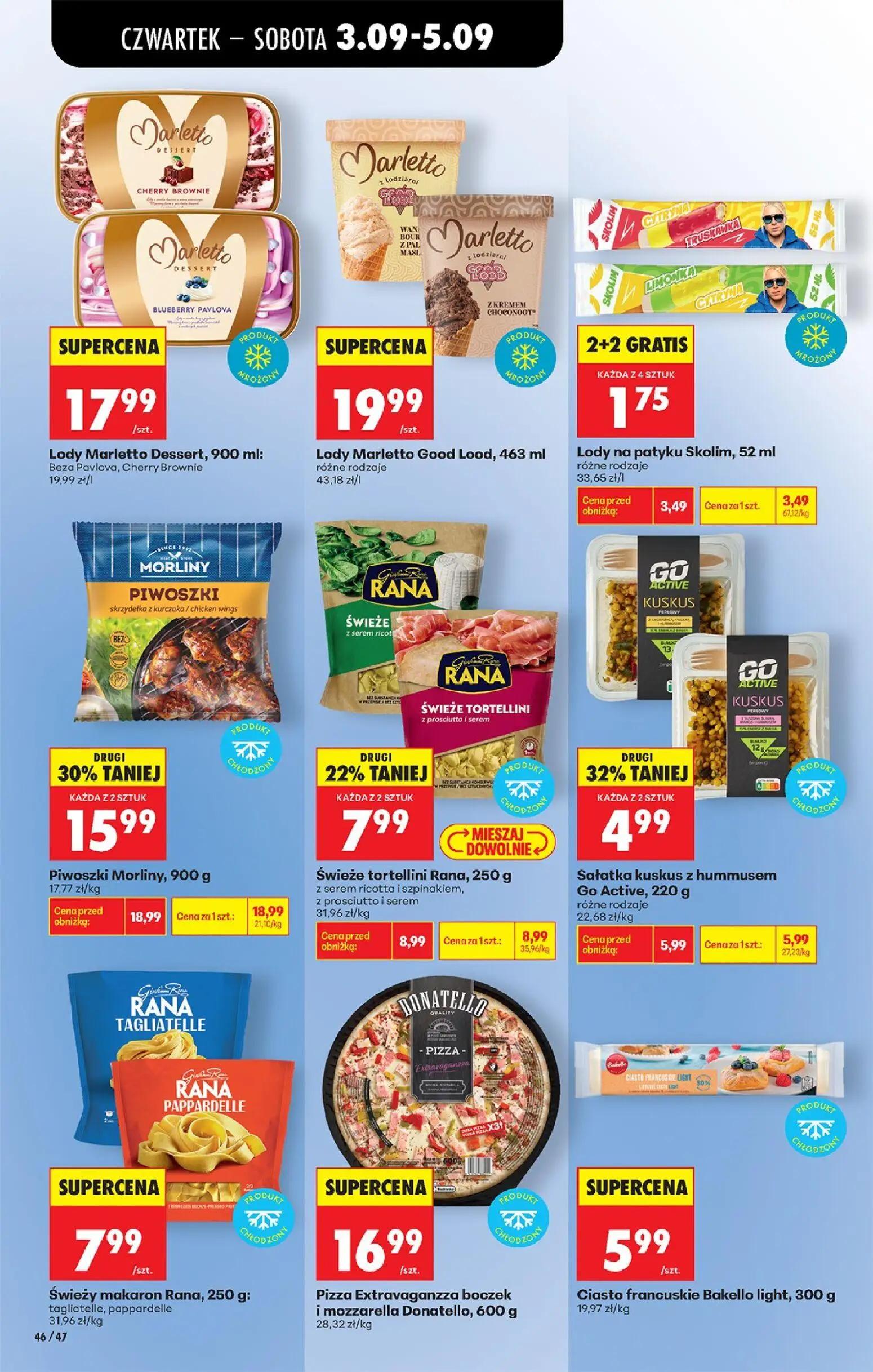 Biedronka gazetka, strona 52 z 75 — Lody na patyku Skolim, Świeże tortellini Rana, Lody Marletto Dessert