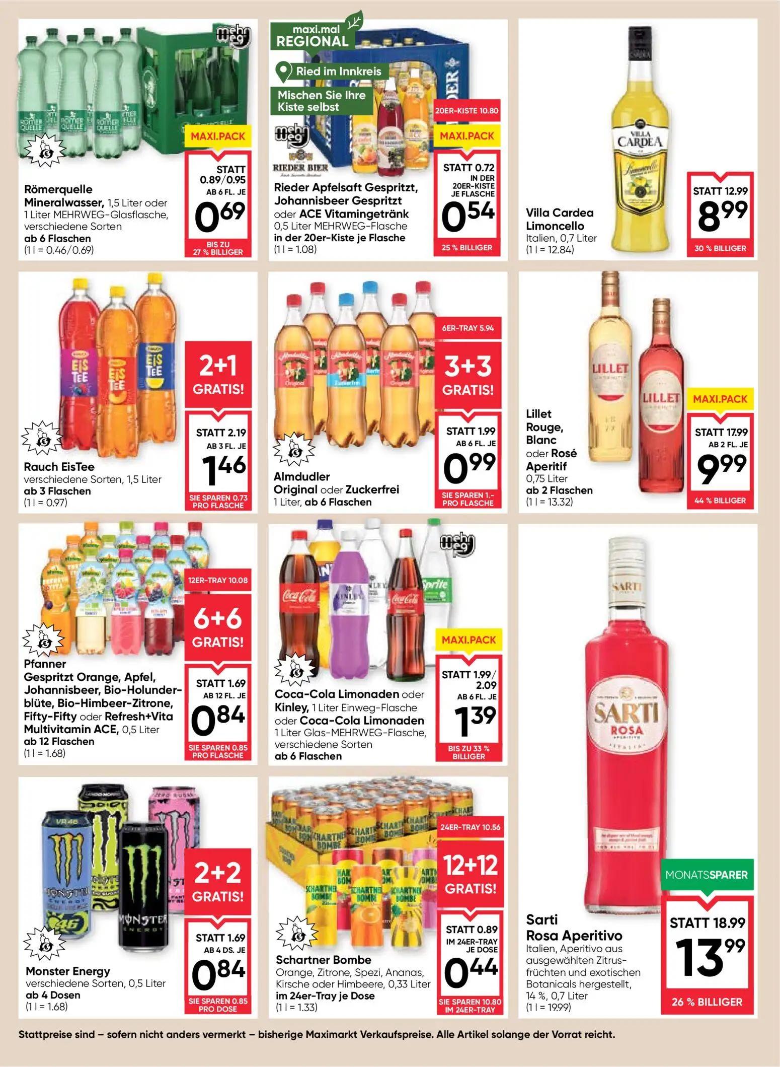 Maximarkt Prospekt, Seite 12 von 24 — Lillet Rouge, Blanc oder Rosé Aperitif, Sarti Rosa Aperitivo, Villa Cardea Limoncello
