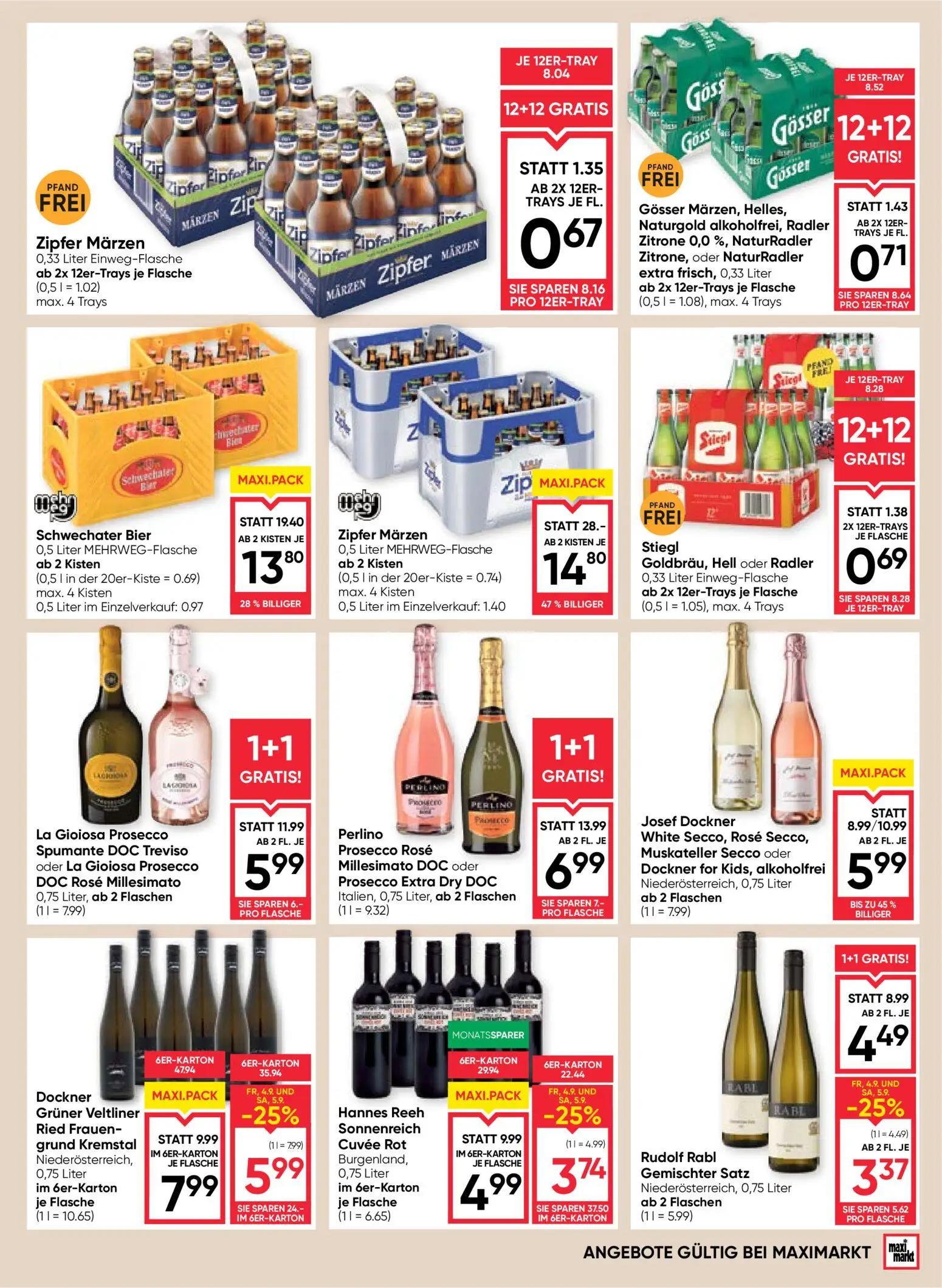 Maximarkt Prospekt, Seite 13 von 24 — Zipfer Märzen, Perlino Prosecco Rosé Millesimato DOC oder Prosecco Extra Dry DOC Itali…