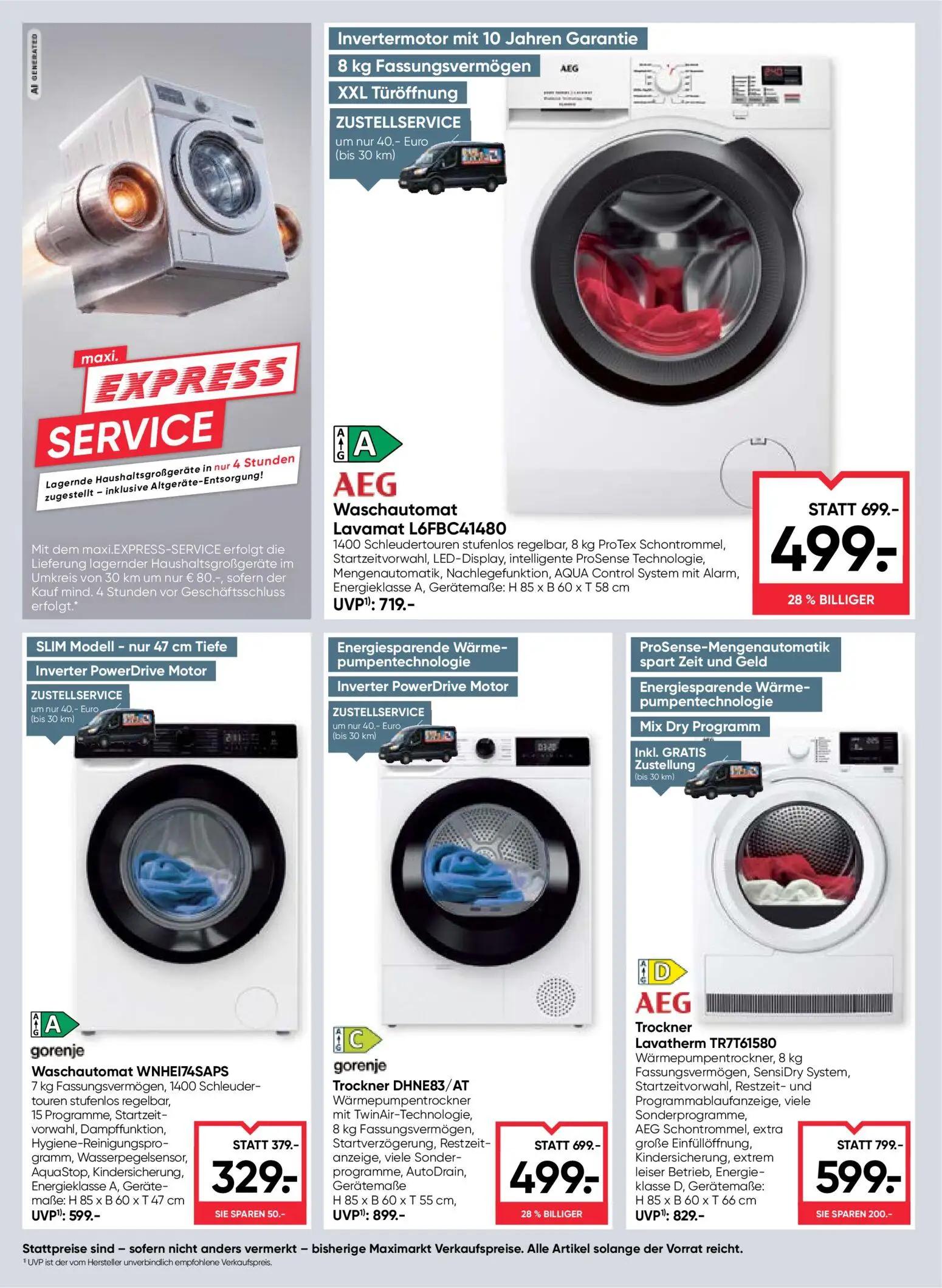 Maximarkt Prospekt, Seite 20 von 24 — Waschautomat Lavamat L6FBC41480, Trockner DHNE83/AT, Trockner Lavatherm TR7T61580