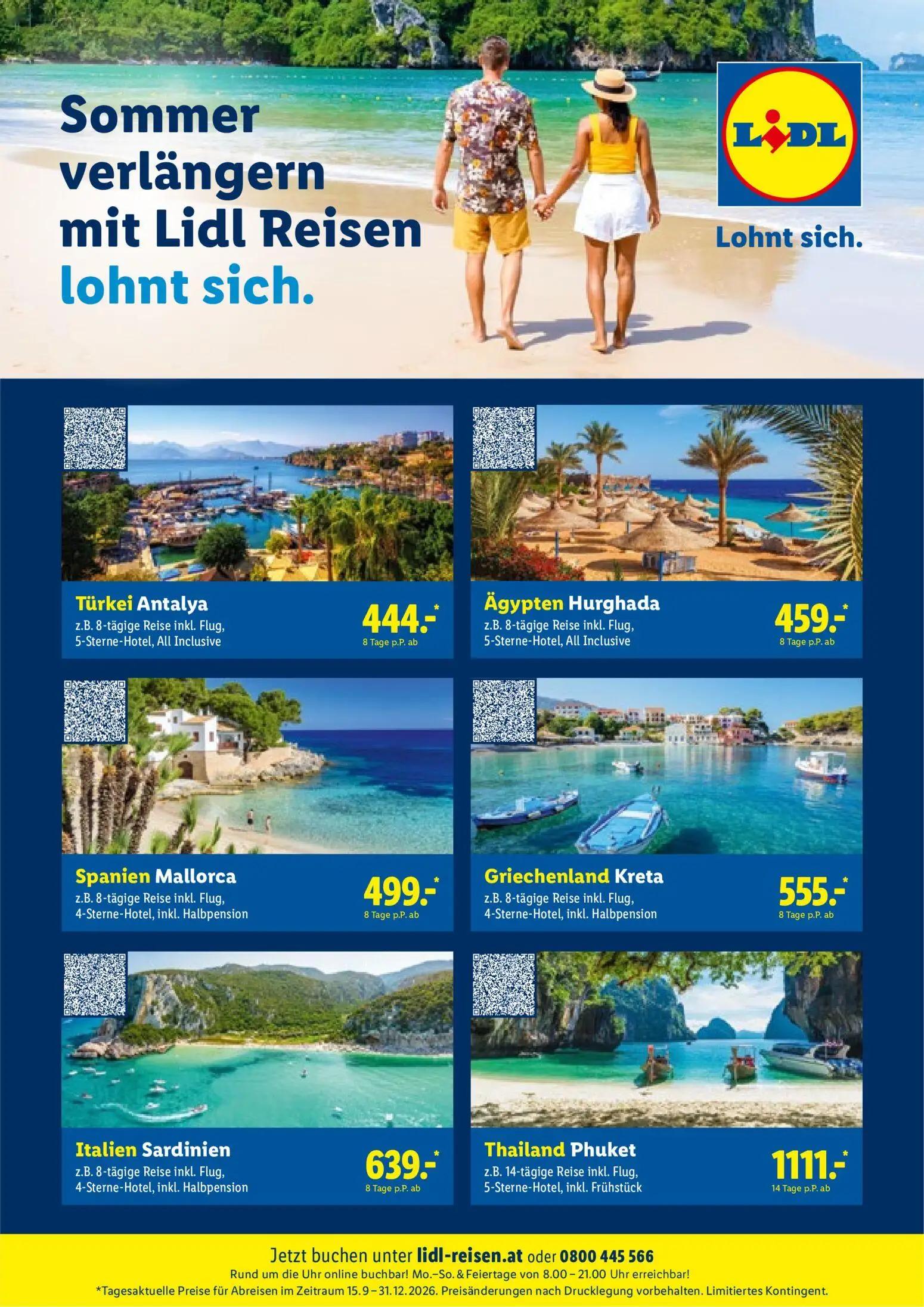 Lidl Prospekt, Seite 4 von 4 — Türkei Antalya, Ägypten Hurghada, Spanien Mallorca