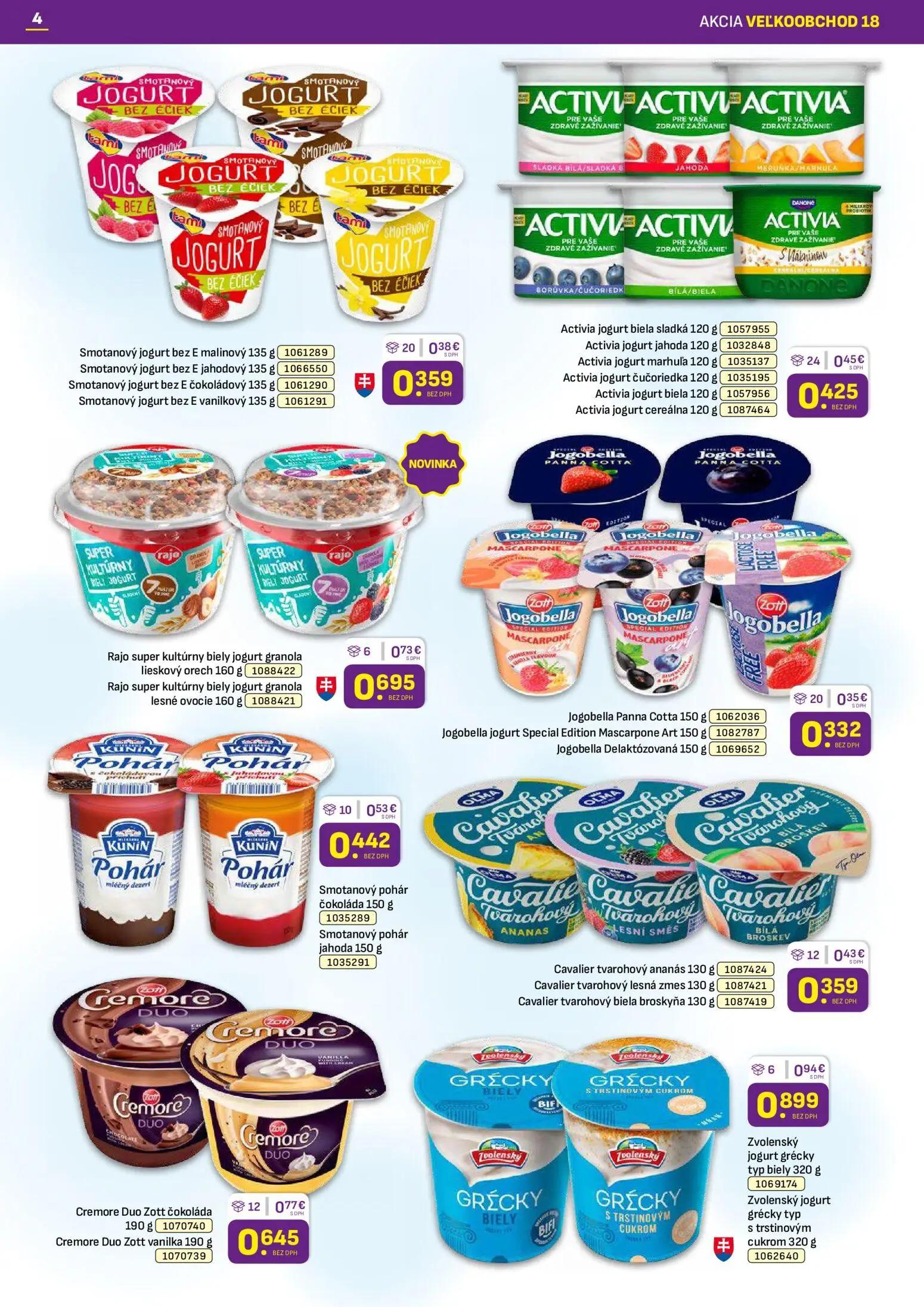 Libex leták, strana 4 z 36 — Smotanový jogurt bez E malinový, Smotanový jogurt bez E jahodový, Smotanový jogurt bez E čokolá…