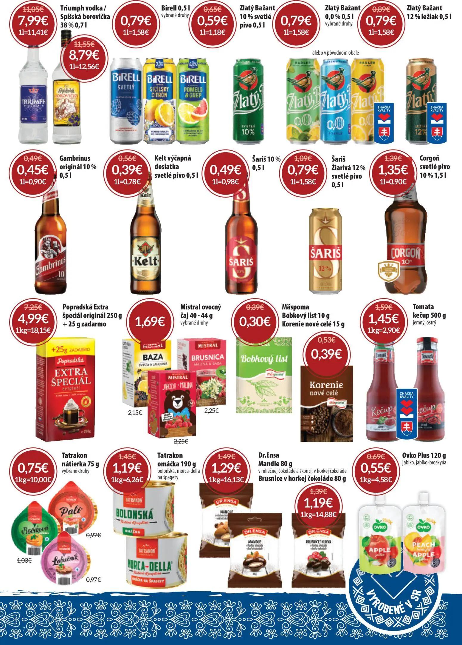 Nitrazdroj leták, strana 7 z 24 — Triumph vodka / Spišská borovička, Spišská borovička, Popradská Extra špeciál originál 250…